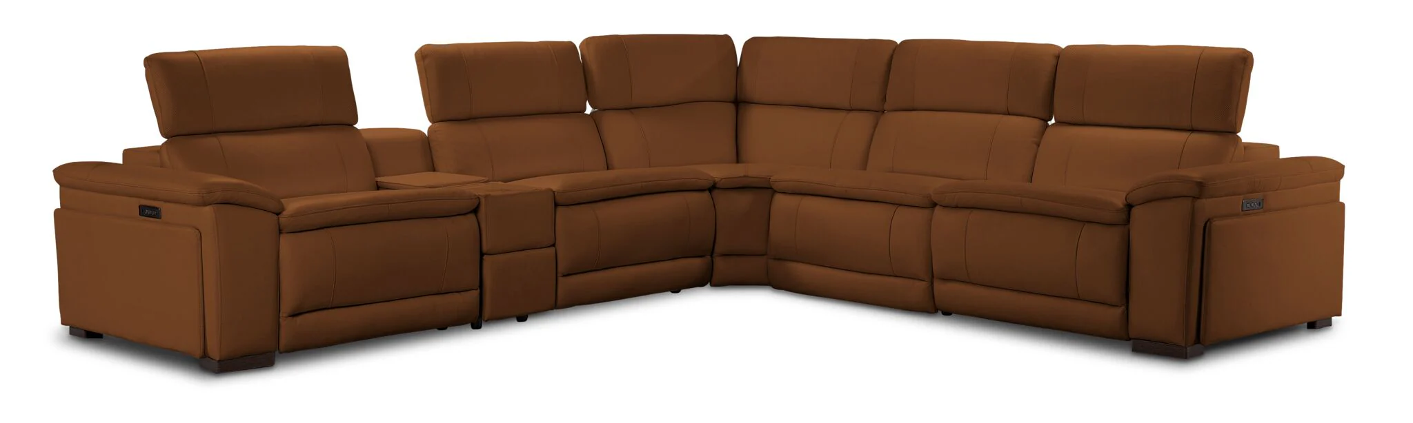 Ajax Leather 6-Piece Power Reclining Sectional - Camel