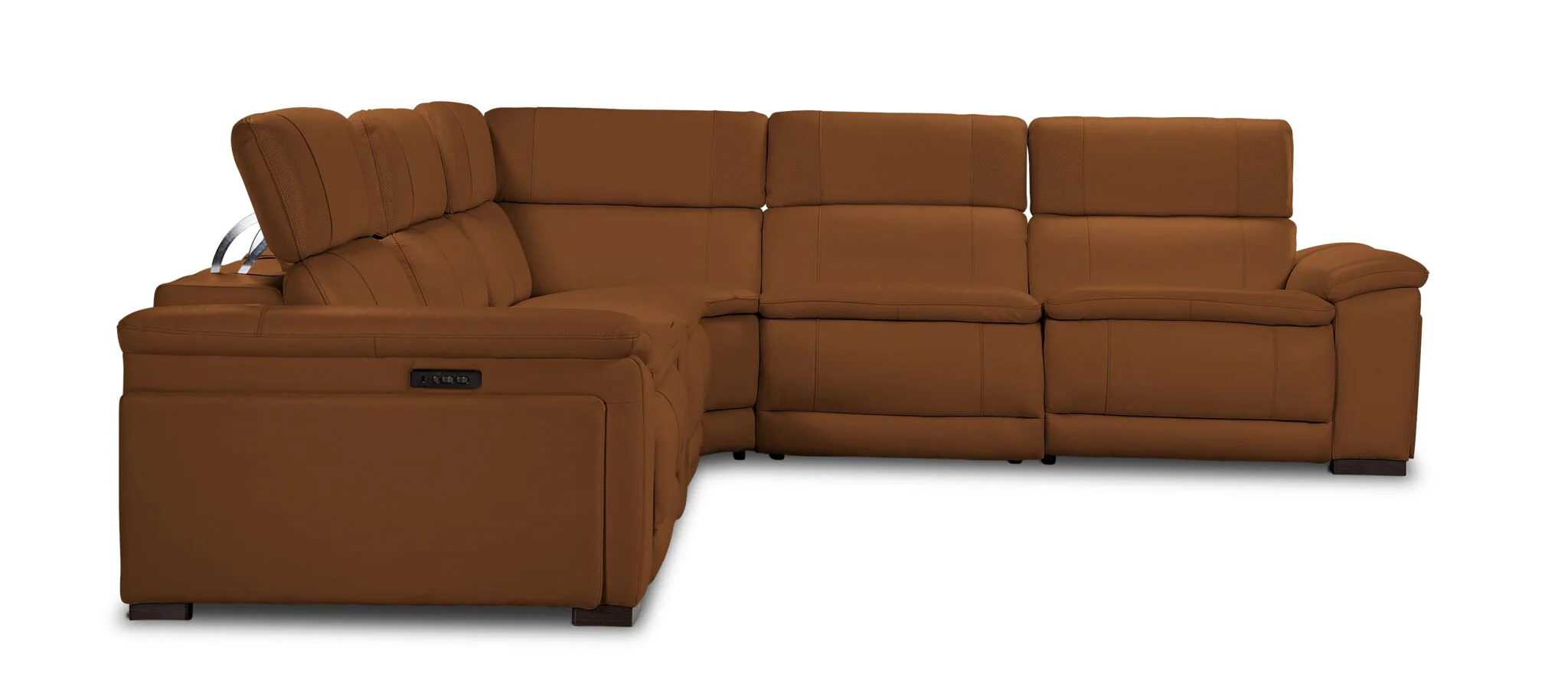 Ajax Leather 6-Piece Power Reclining Sectional - Camel - Image 2