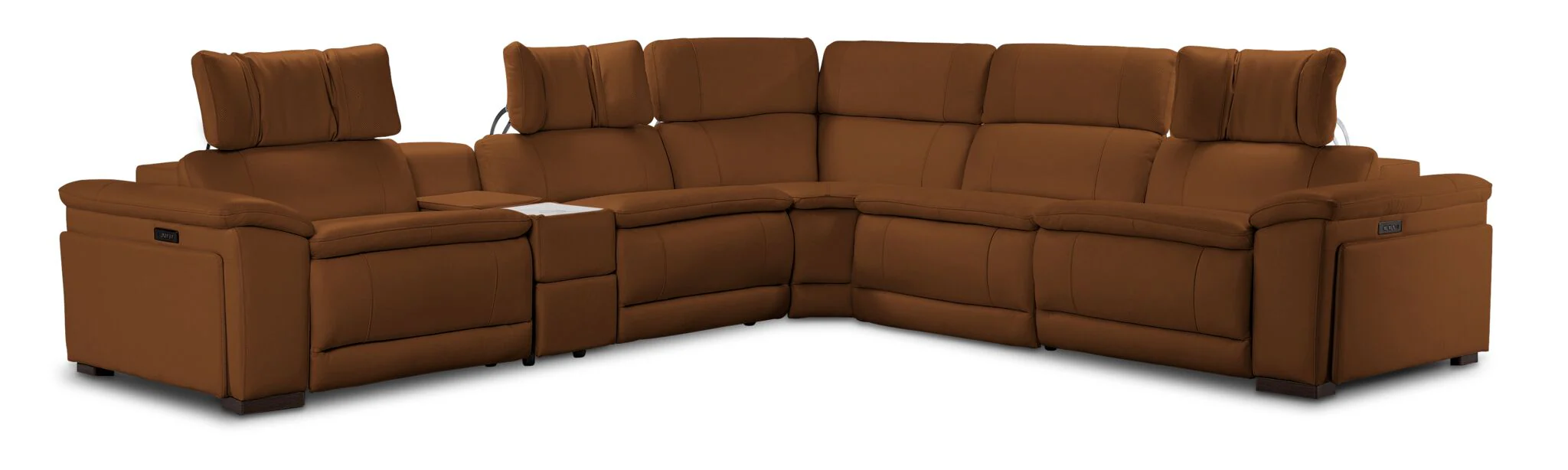 Ajax Leather 6-Piece Power Reclining Sectional - Camel - Image 3