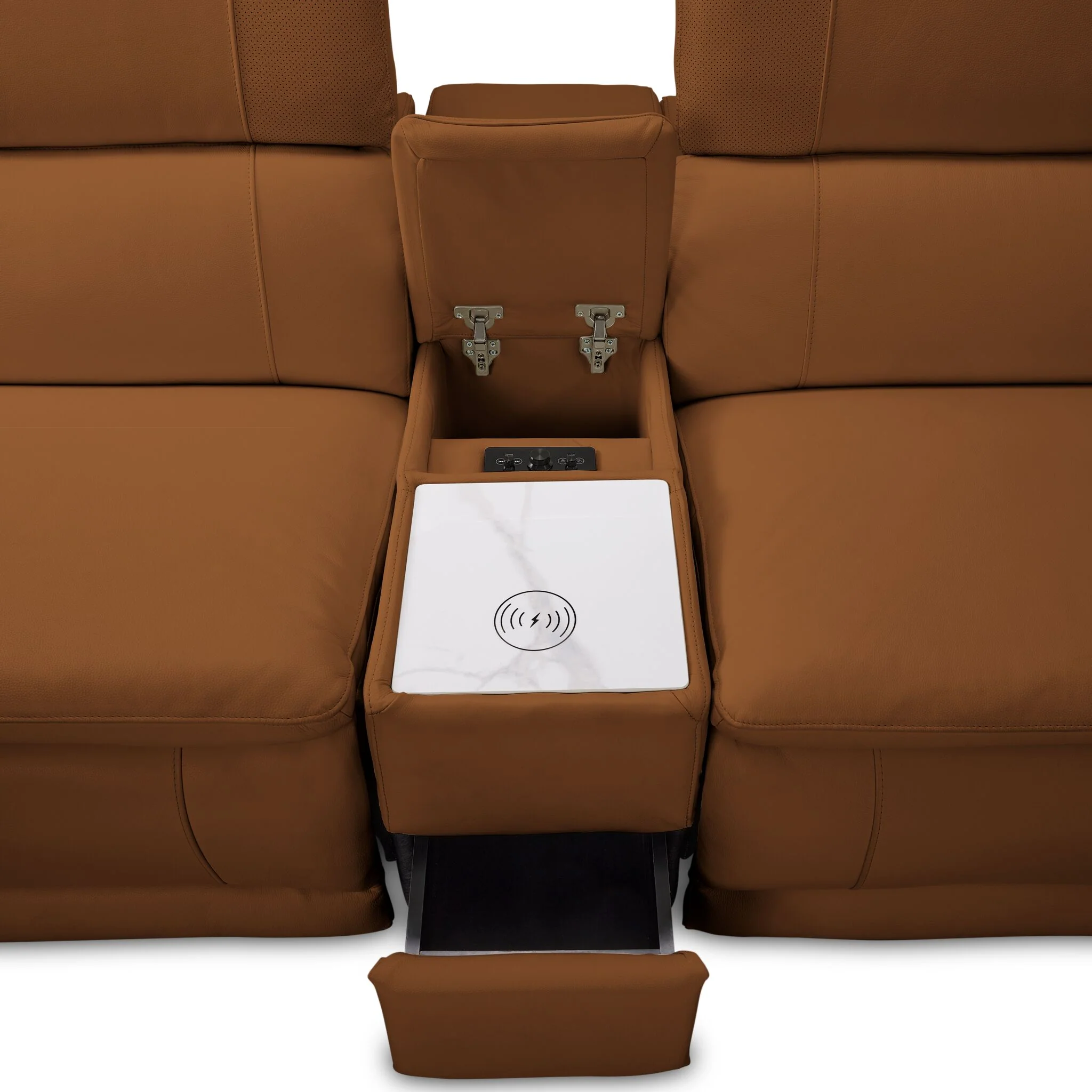 Ajax Leather 6-Piece Power Reclining Sectional - Camel - Image 6