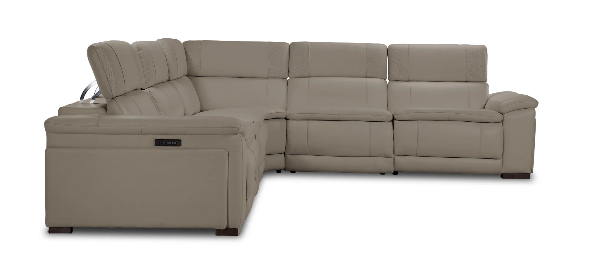 Ajax Leather 6-Piece Power Reclining Sectional - Stone - Image 2