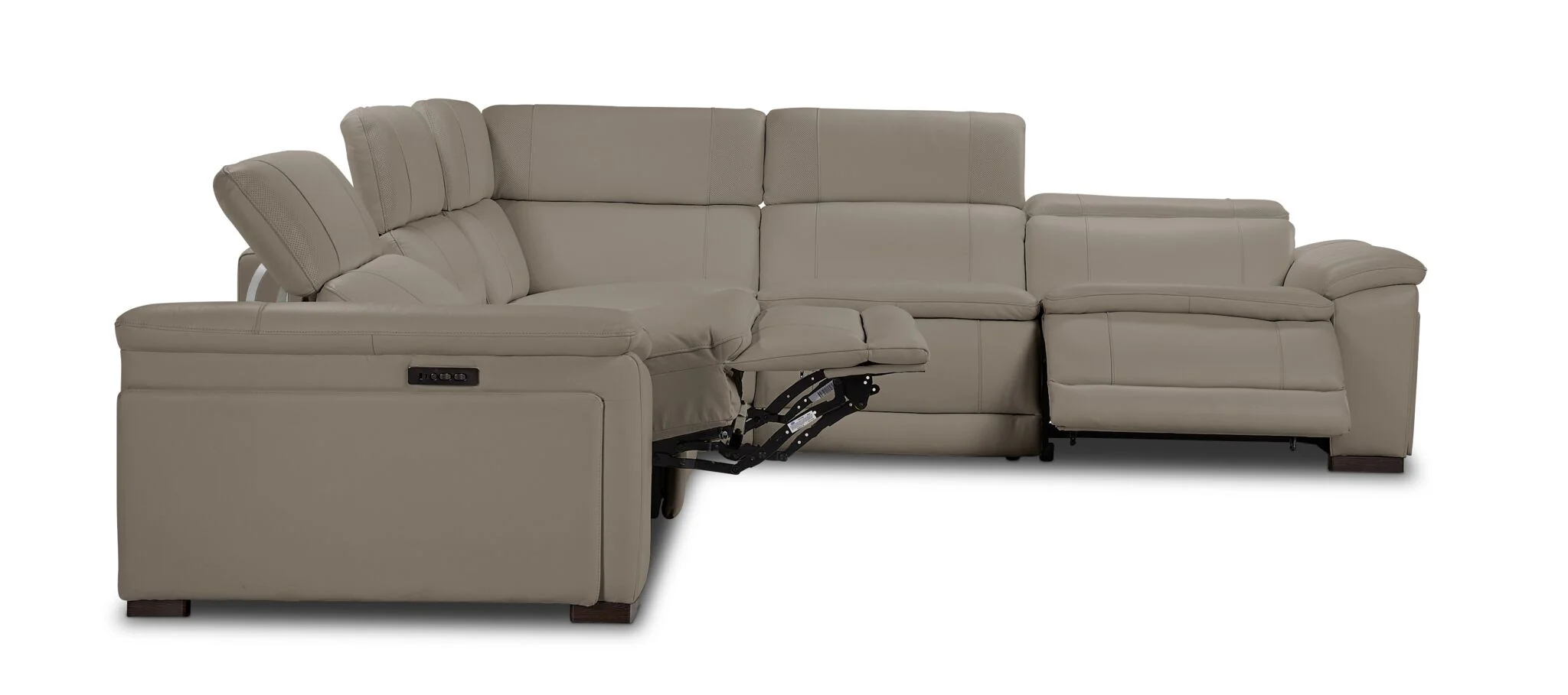 Ajax Leather 6-Piece Power Reclining Sectional - Stone - Image 5