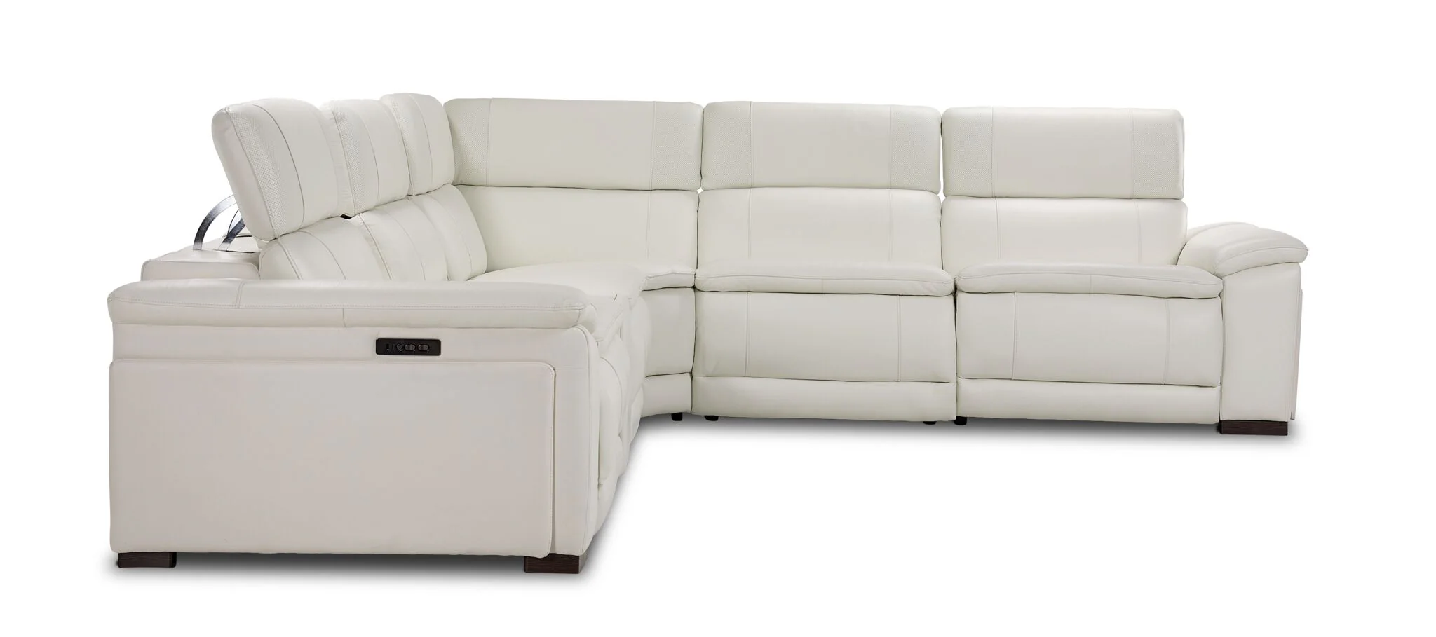 Ajax Leather 6-Piece Power Reclining Sectional - White - Image 2