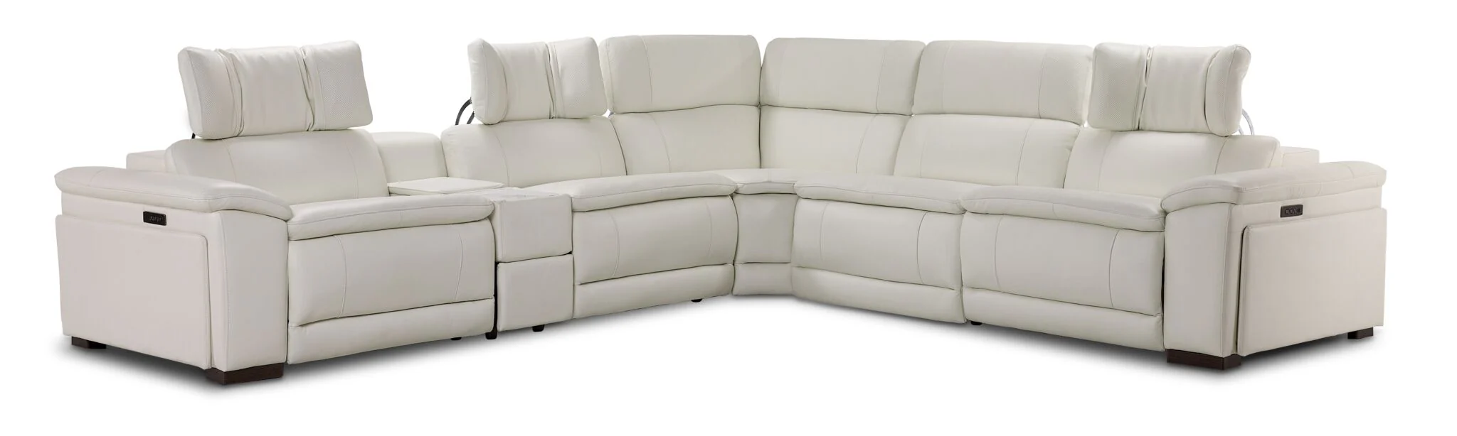 Ajax Leather 6-Piece Power Reclining Sectional - White - Image 3