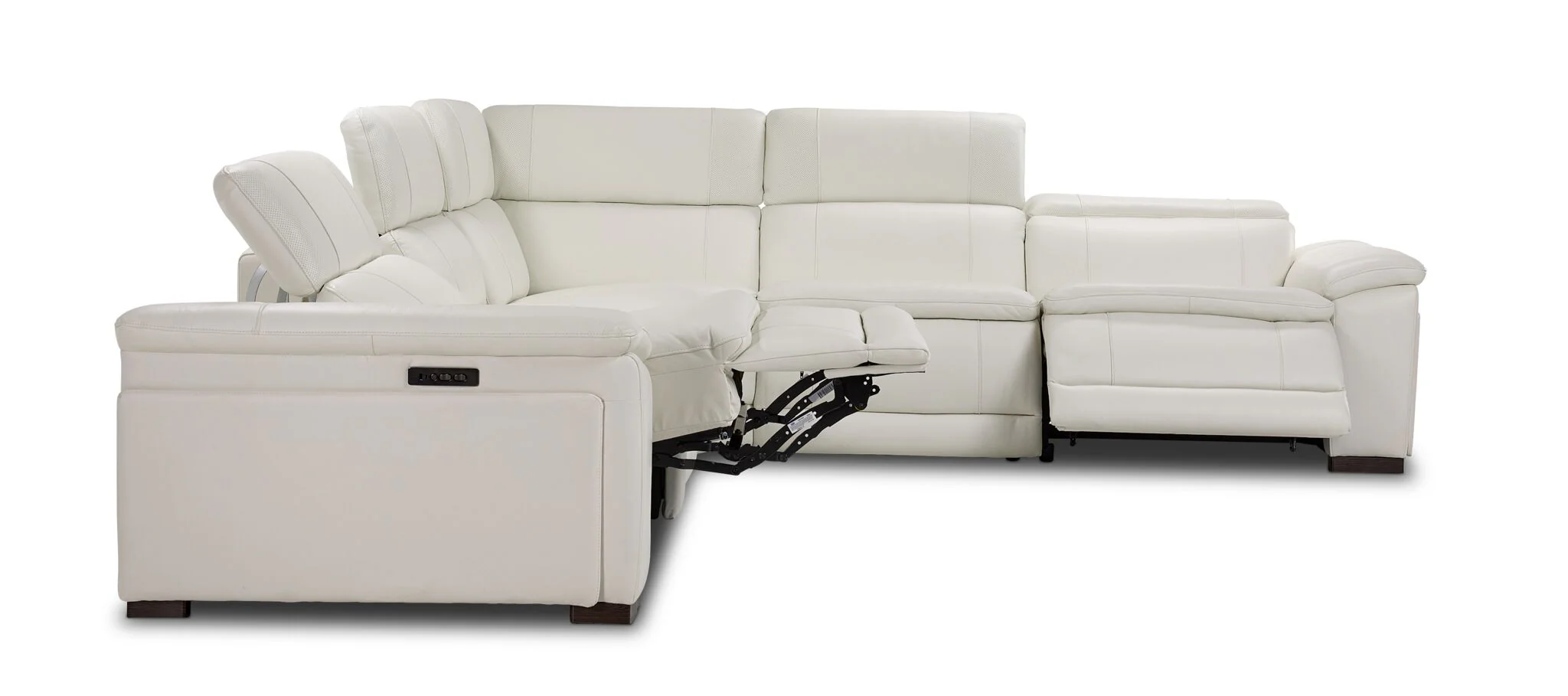 Ajax Leather 6-Piece Power Reclining Sectional - White - Image 5