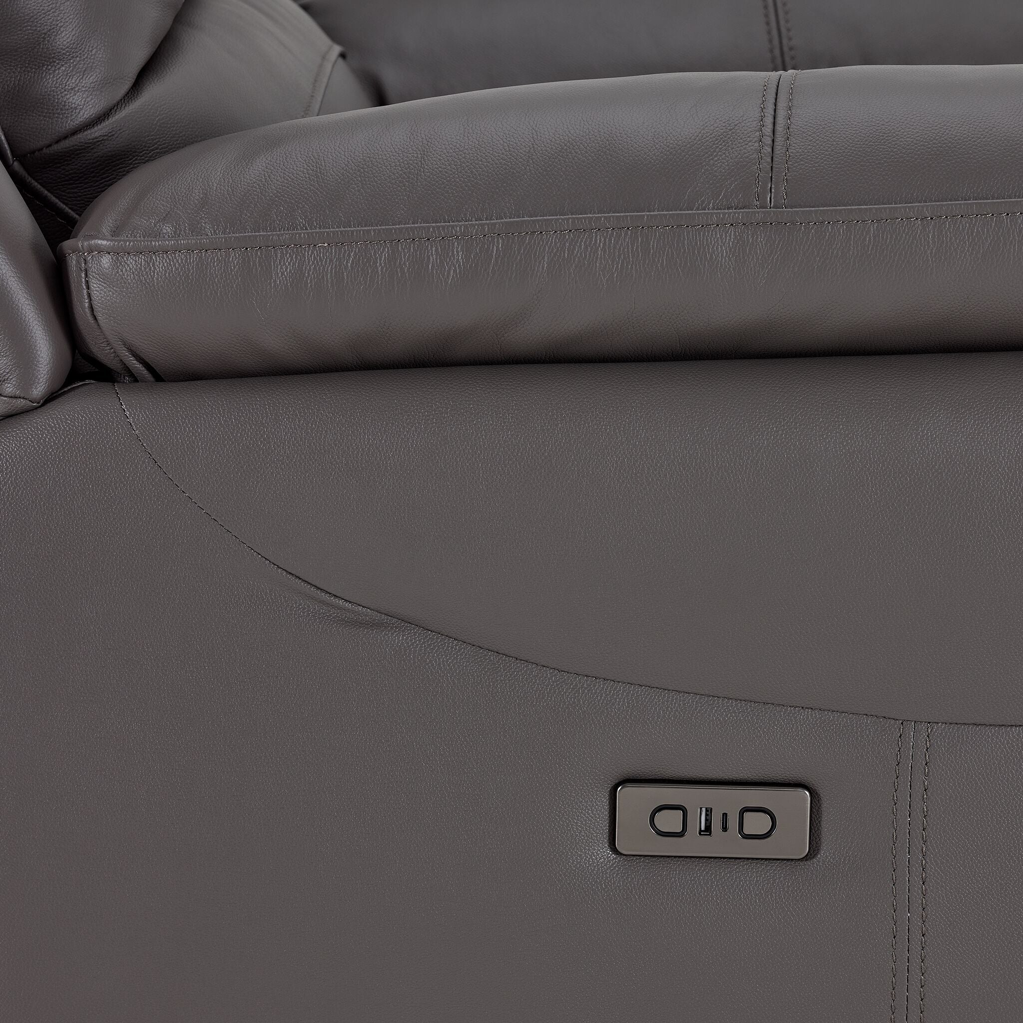 Alba Leather Power Reclining Sofa, Loveseat and Chair Set - Grey - Image 5