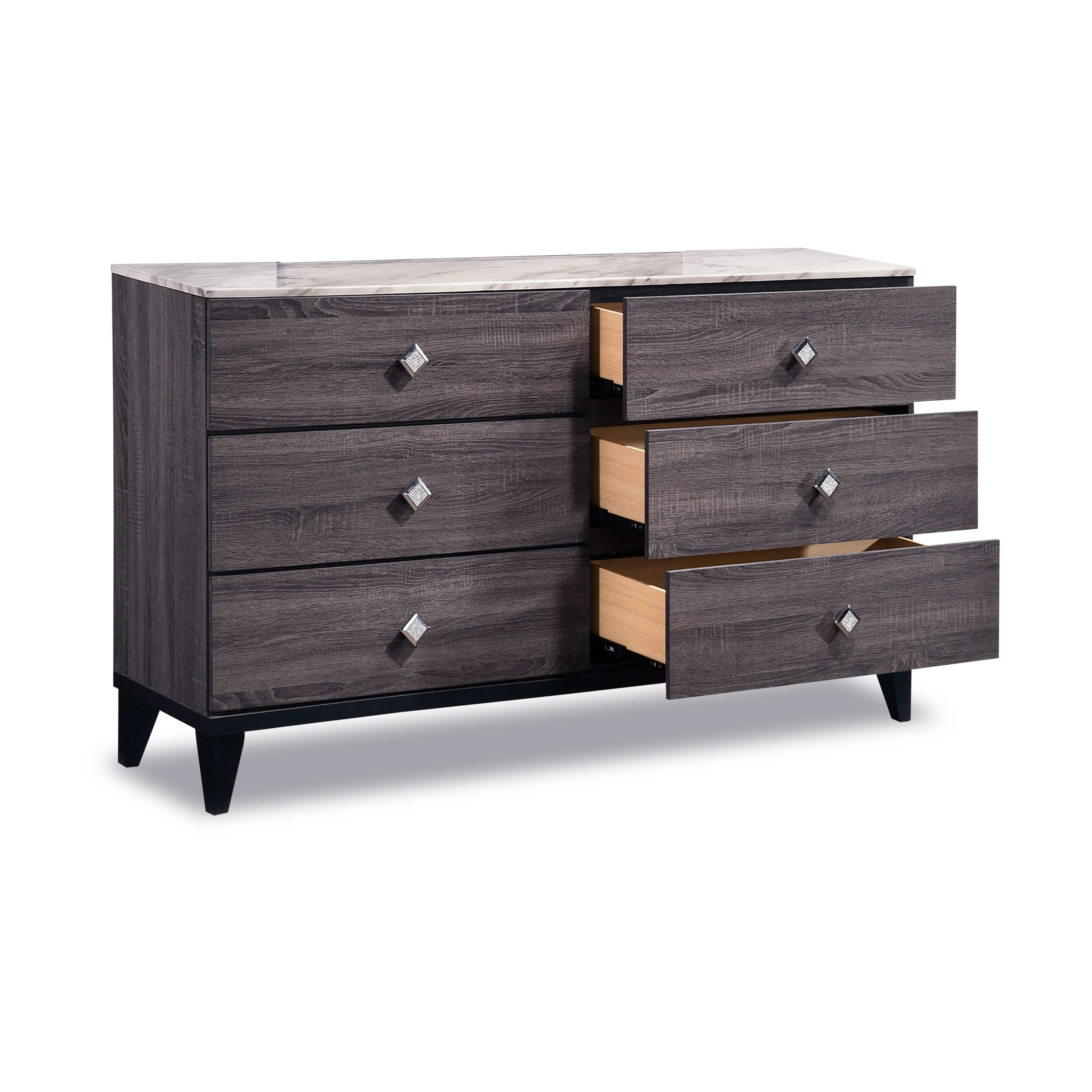 Amber 6 Drawer Dresser - Grey, Black - Image 2