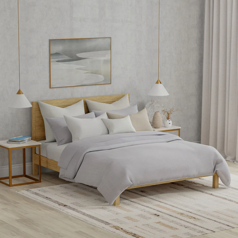 Aubrac Cotton Queen Comforter Set with 2 Standard Pillows - Grey