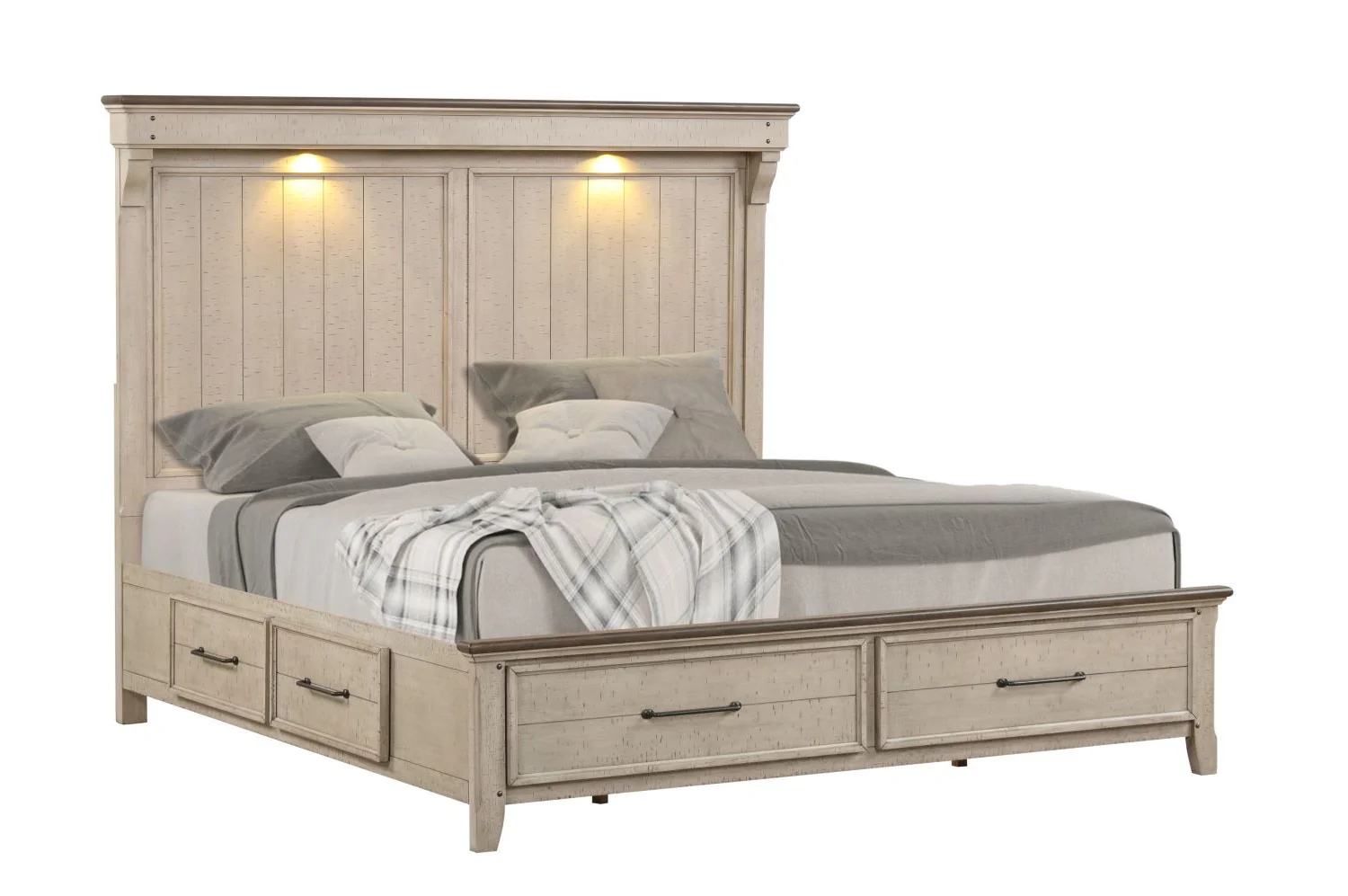 Bungalow 3-Piece King Storage Bed - Brown, Light Grey