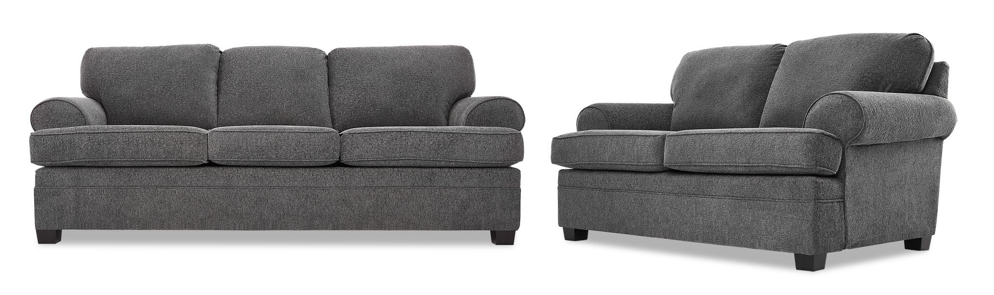 Calliope Sofa and Loveseat Set - Smoke