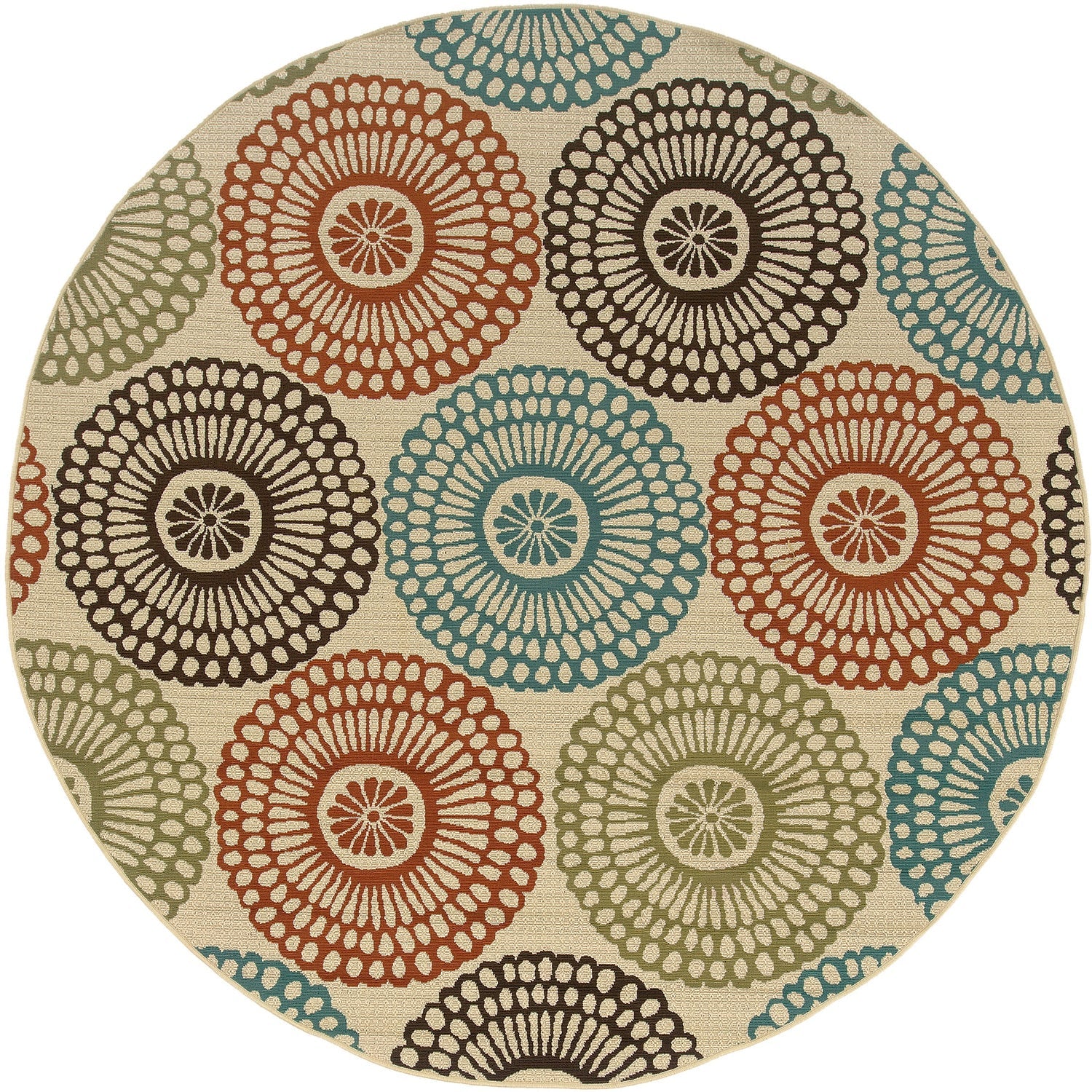 Castle 697J6 Floral Indoor/Outdoor Area Rug (7'10" Round)