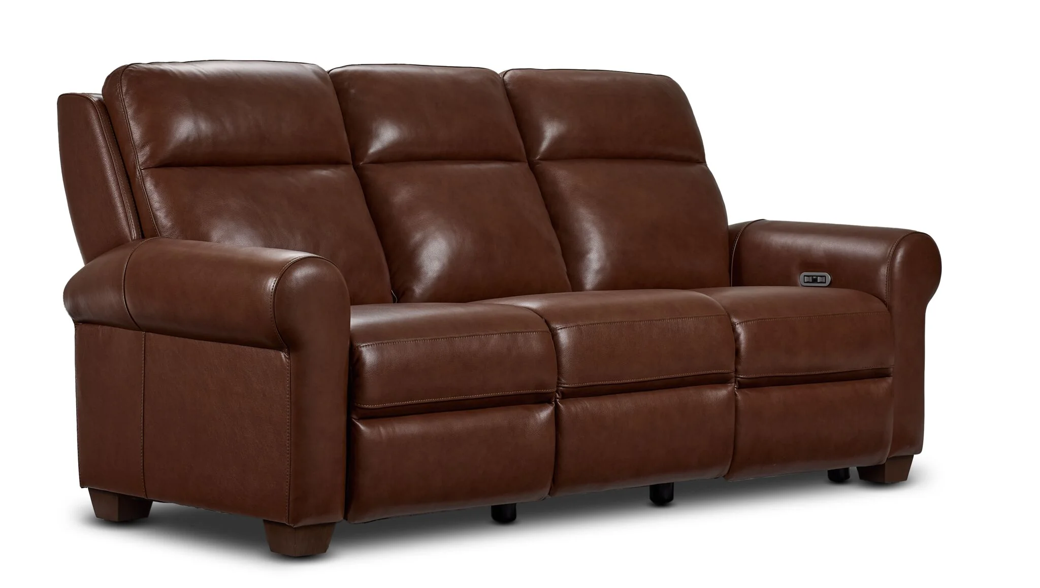Conrad Leather Dual Power Reclining Sofa and Loveseat Set - Dark Brown - Image 2