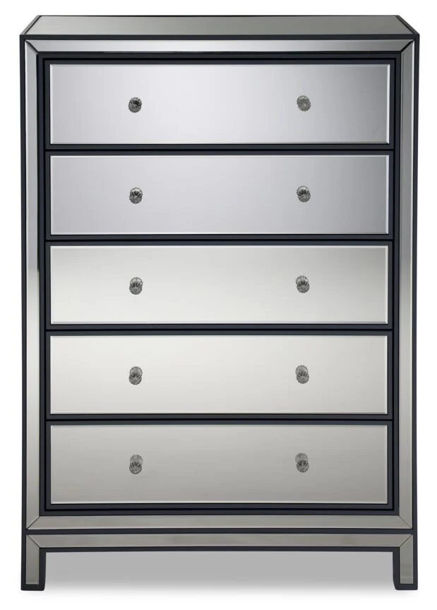 Crystal 5 Drawer Chest - Mirrored Glass - Image 3