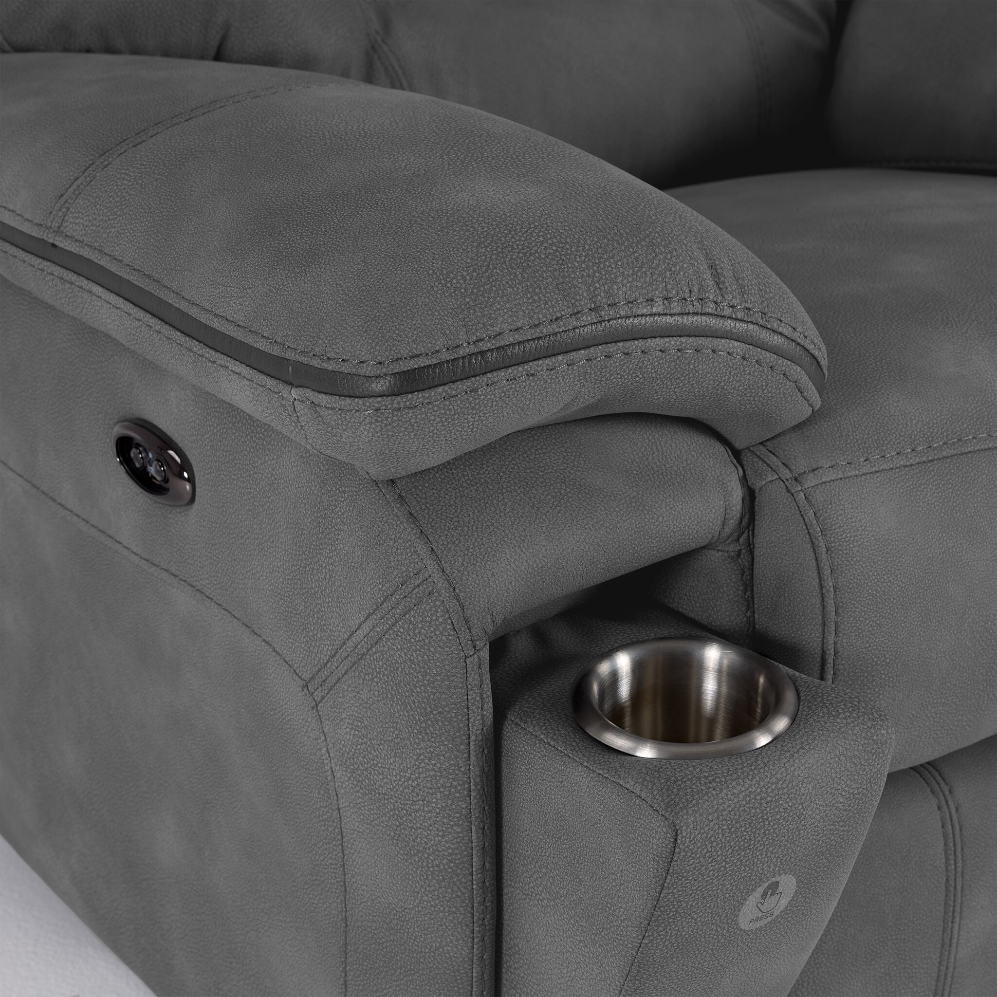 Dawson Power Reclining Sofa and Chair Set - Silver Grey - Image 4