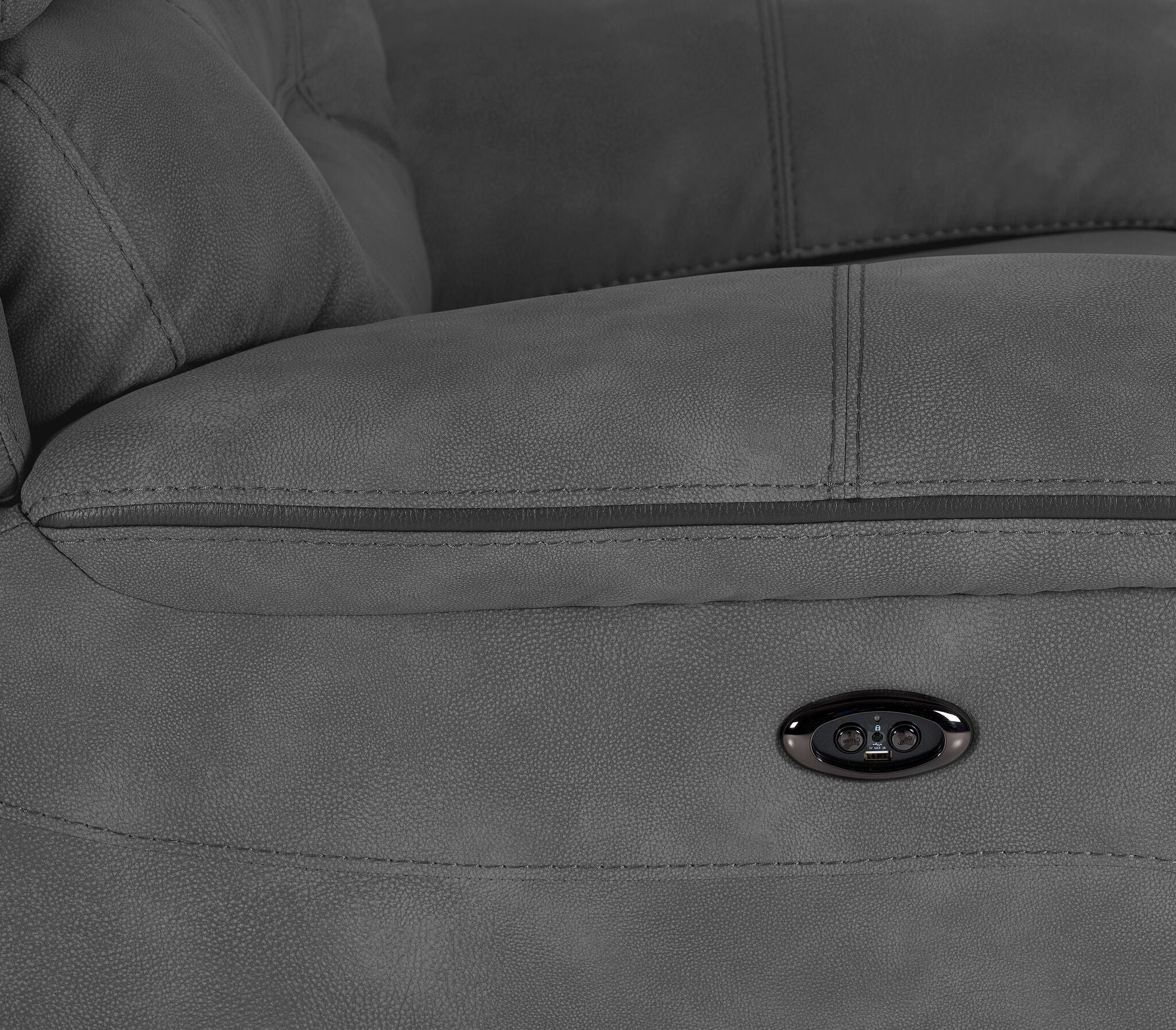 Dawson Power Reclining Sofa and Chair Set - Silver Grey - Image 5