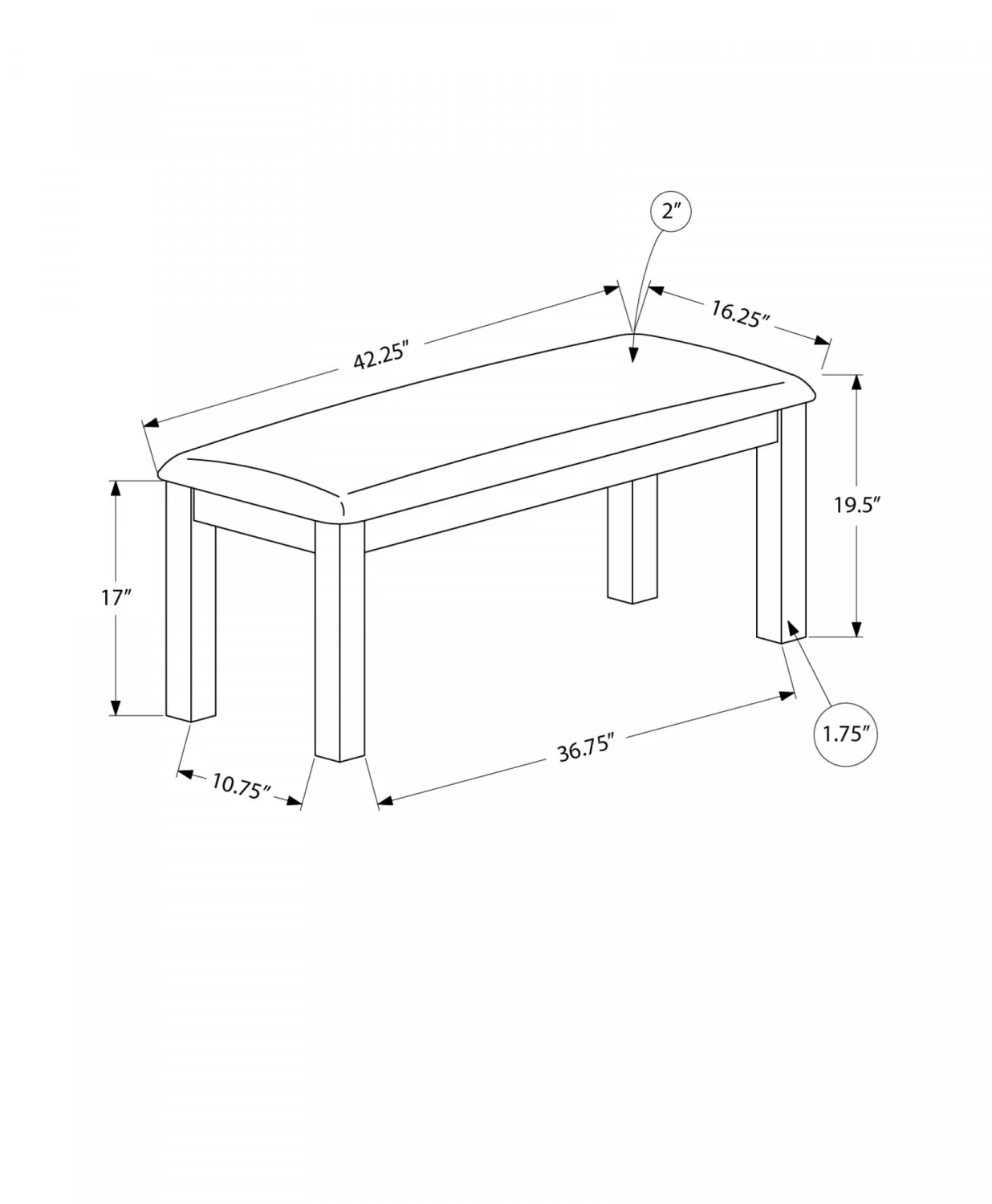 Elin Bench - Walnut/Beige - Image 3