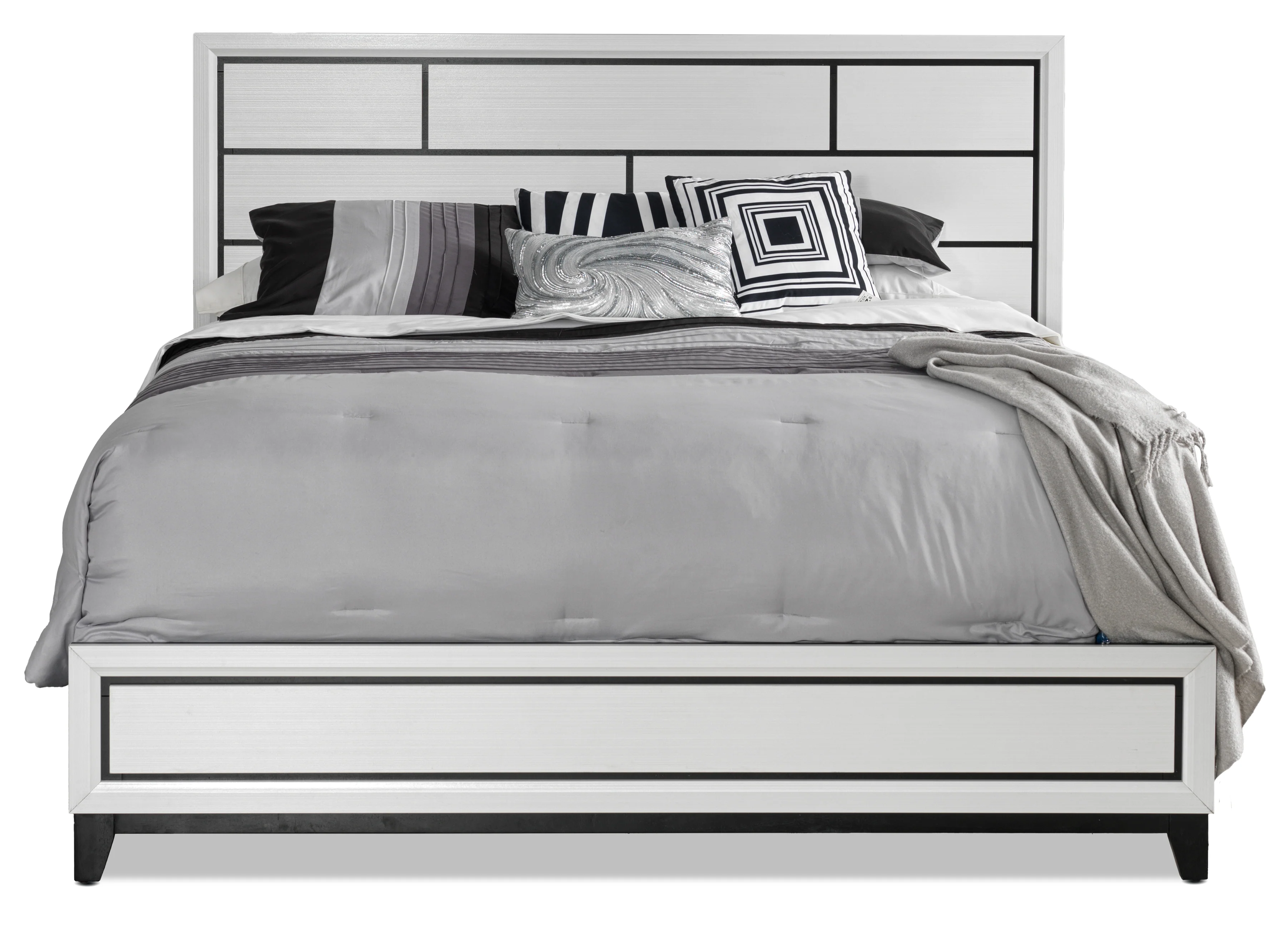 Fog 5-Piece Full Bedroom Package - White, Black - Image 3