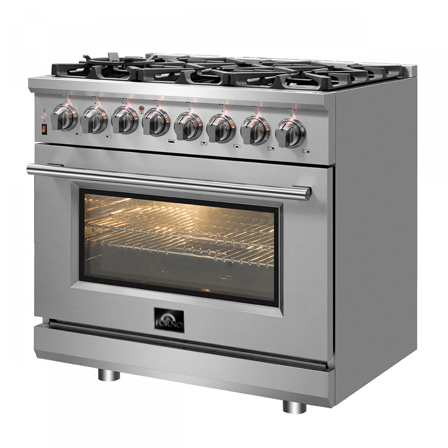 Forno Massimo 36" Stainless Steel Dual Fuel Range with True Convection and Air Fry (5.36 Cu. Ft.) - FFSGS6125-36 - Image 2