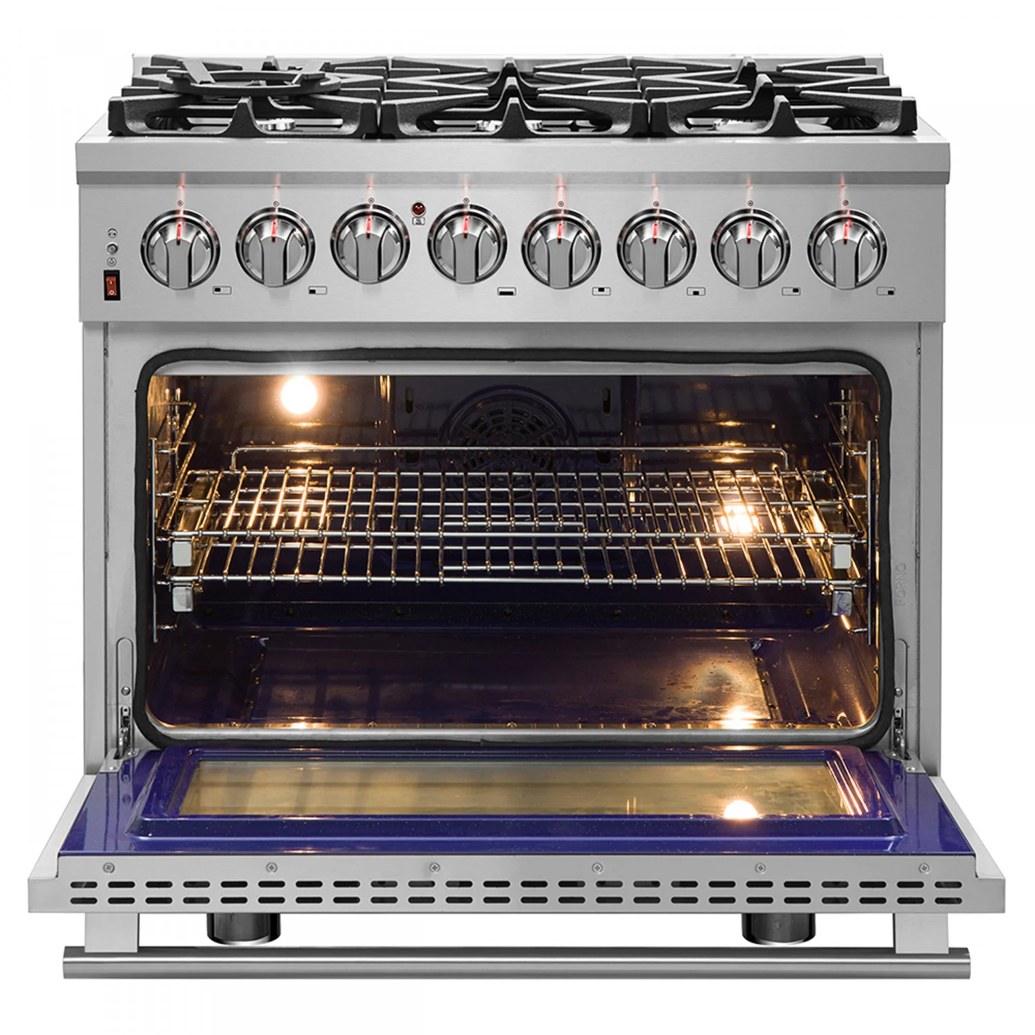 Forno Massimo 36" Stainless Steel Dual Fuel Range with True Convection and Air Fry (5.36 Cu. Ft.) - FFSGS6125-36 - Image 4
