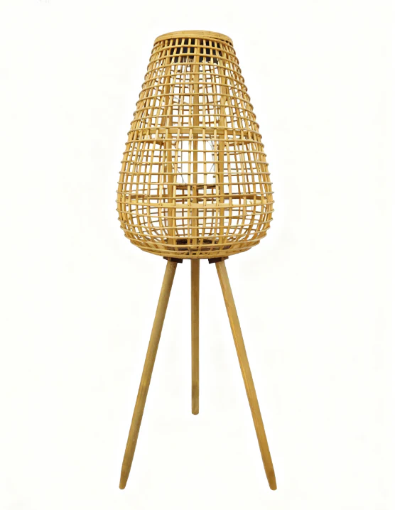 Garden Party 37.8" Solar Rattan Woven Lamp - Natural