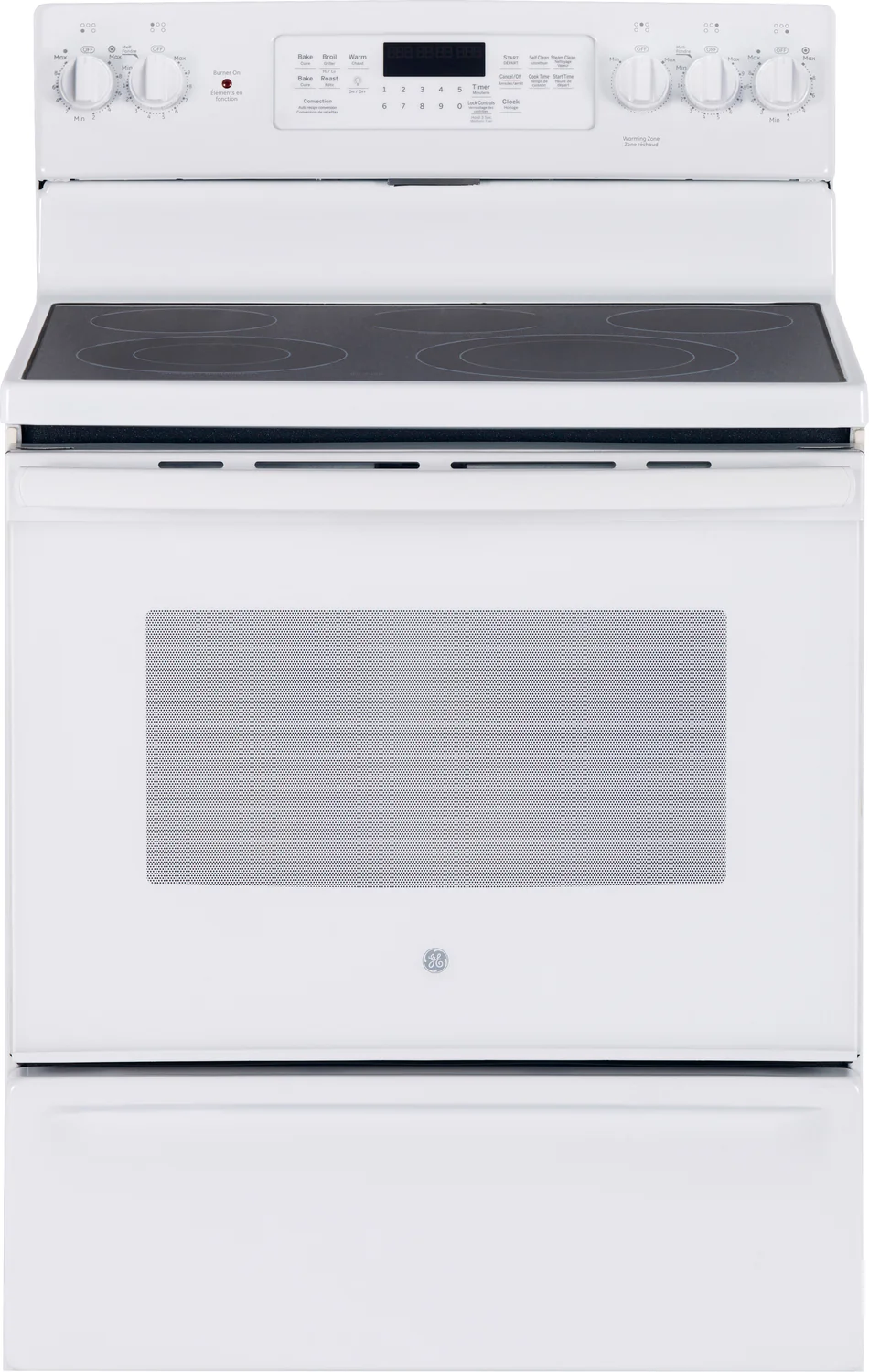 GE White Freestanding Electric Convection Range (5.0 Cu. Ft.) - JCB840DKWW