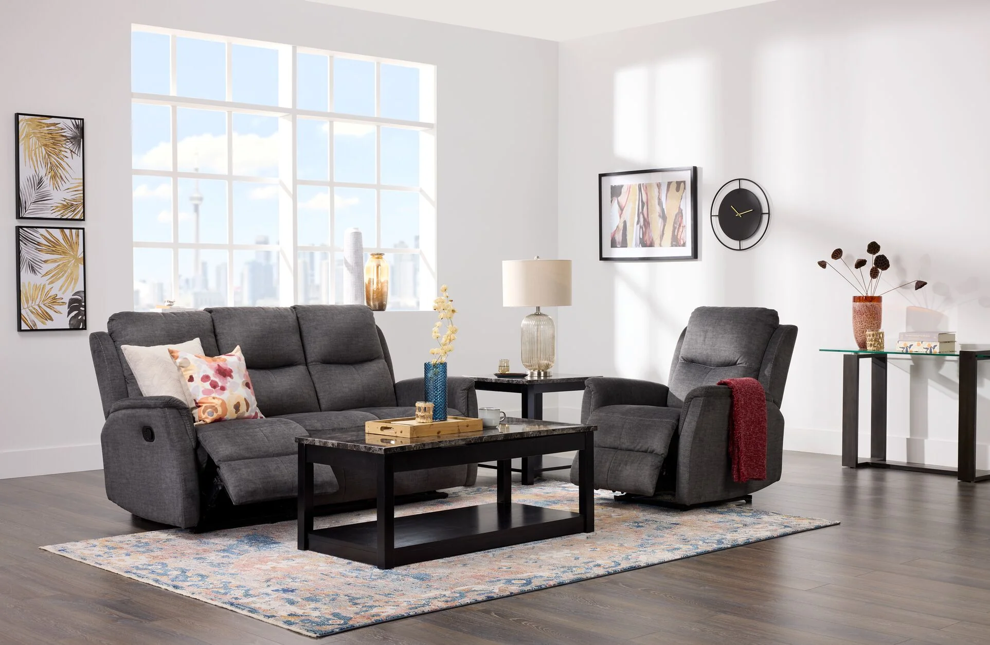 Grayson Reclining Sofa - Charcoal - Image 2