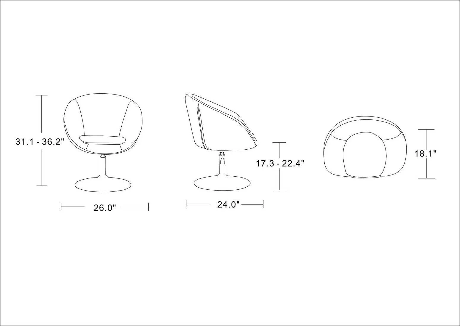 Hita Adjustable Height Swivel Chair - Grey - Image 4