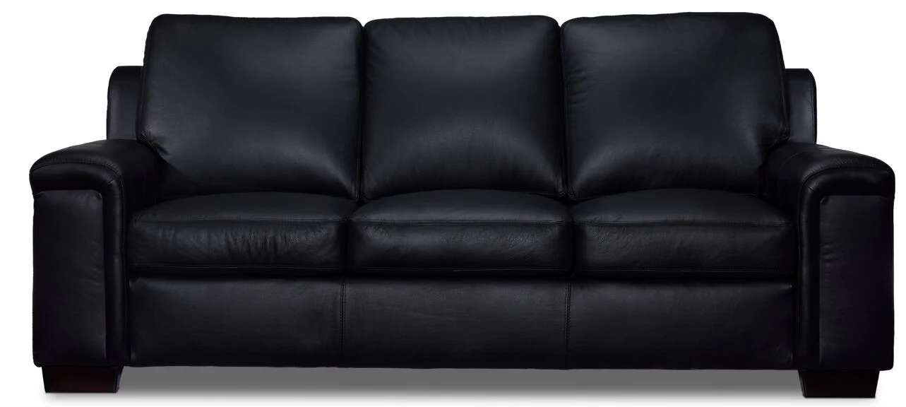 Icon Leather Sofa and Chair Set- Black - Image 3