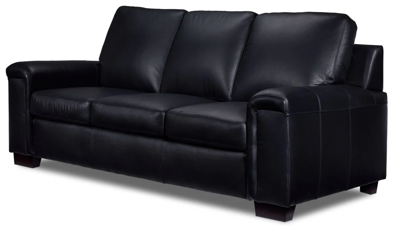Icon Leather Sofa, Loveseat and Chair Set- Black - Image 2
