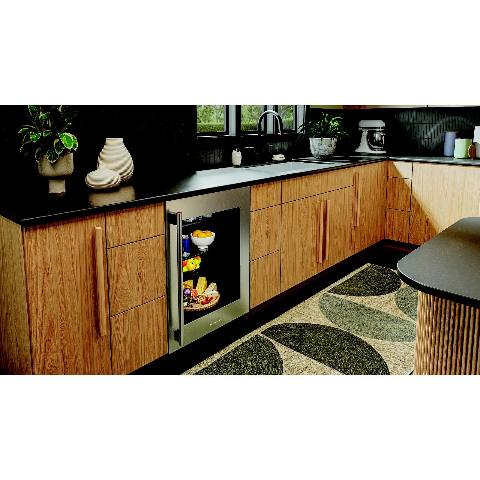 KitchenAid 24" 5.2 Cu. Ft. Black Cabinet with Stainless Steel Doors Undercounter Refrigerator - KURR324SSB - Image 2