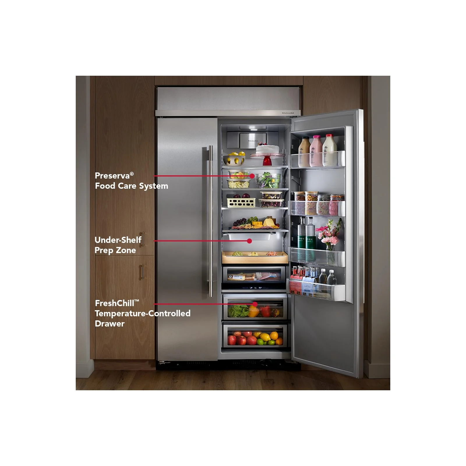 KitchenAid 36" 21.0 Cu. Ft. PrintShield Stainless Steel Built-In Side-by-Side Refrigerator - KBSD736SPS - Image 12