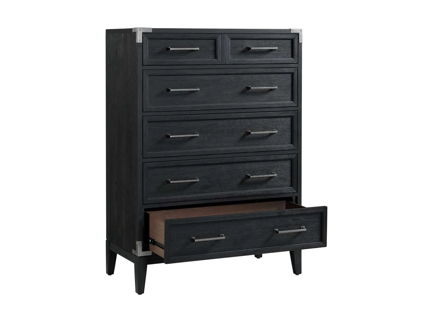 Laguna 5 Drawer Chest - Weathered Oak, Black - Image 5