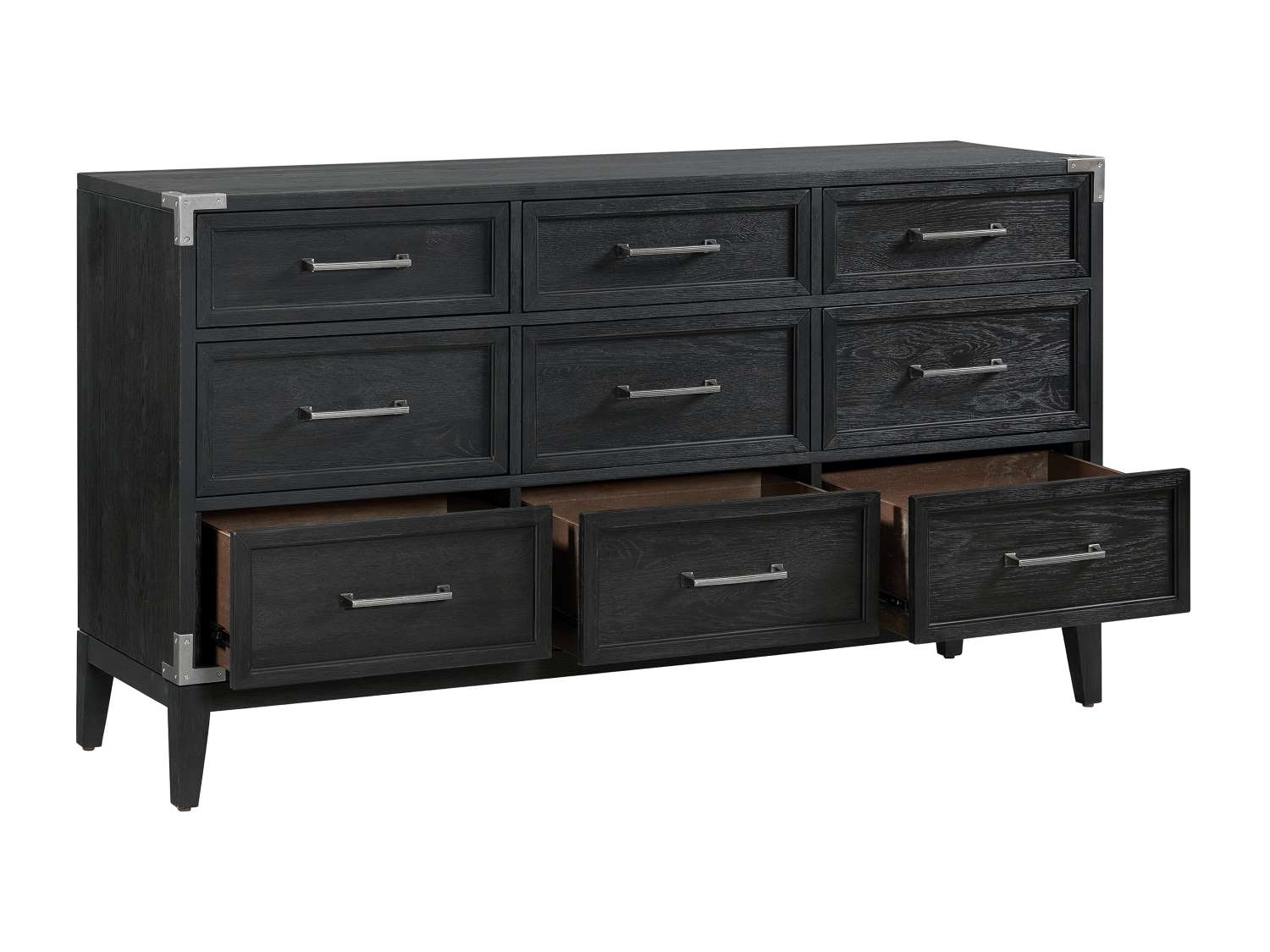 Laguna 9 Drawer Dresser - Weathered Oak, Black - Image 5