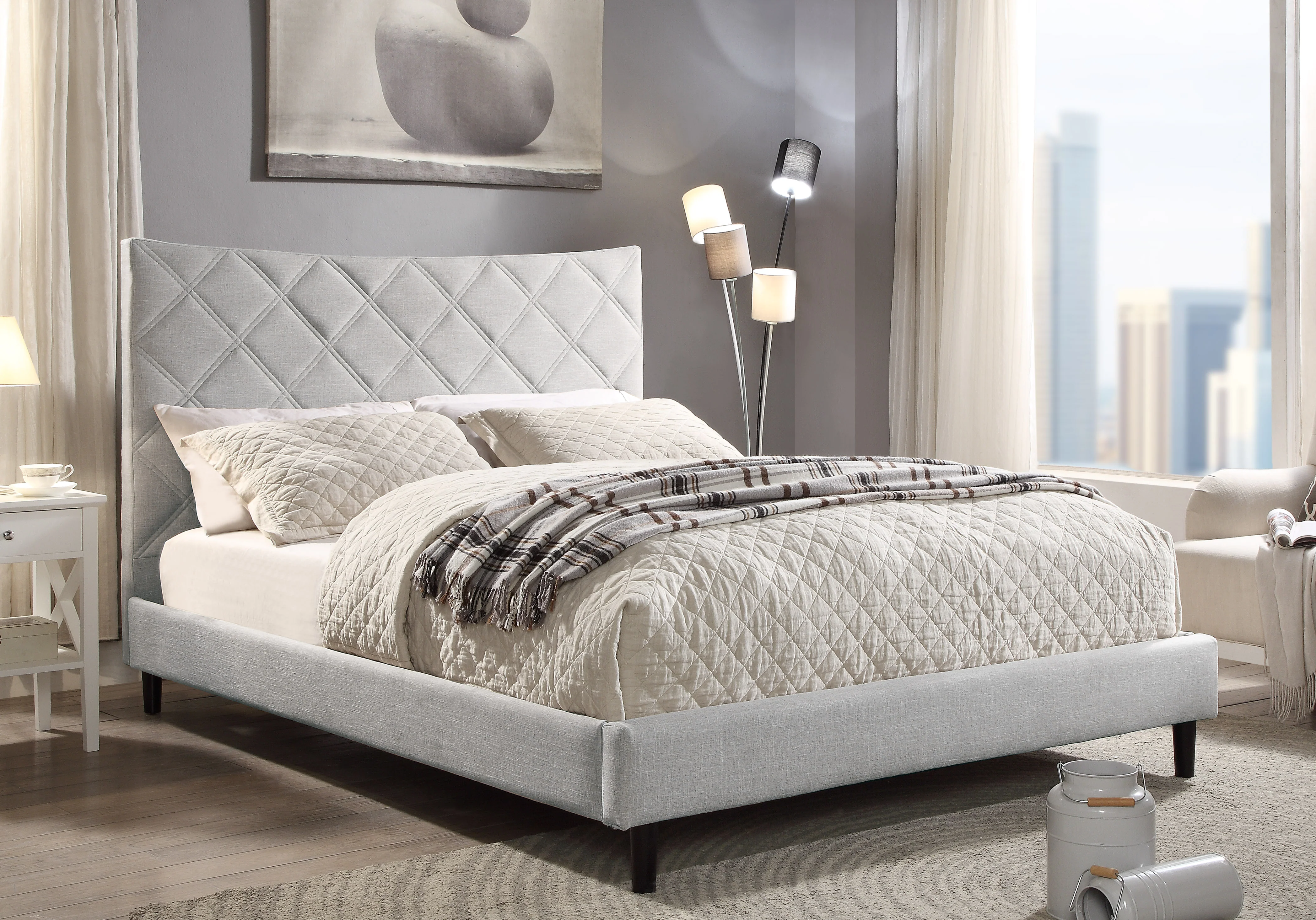 Lawrence 3-Piece Queen Bed - Beige - Image 2