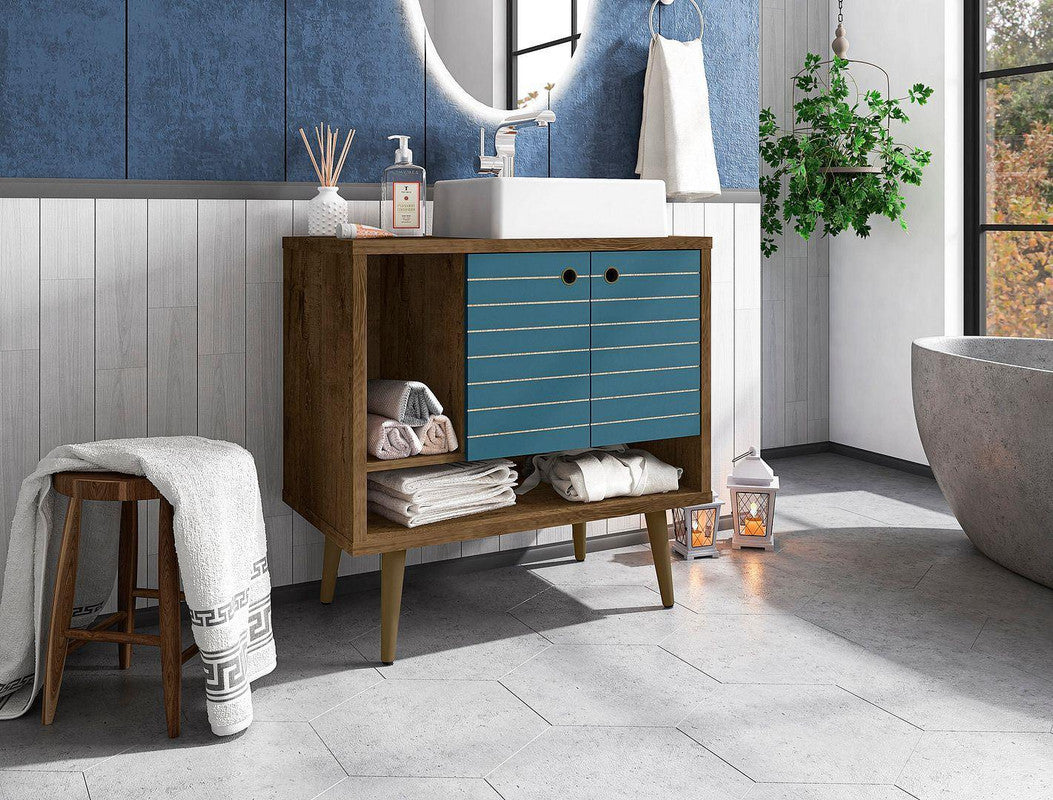Lekedi 31.5" Bathroom Vanity Sink - Rustic Brown/Aqua Blue - Image 2