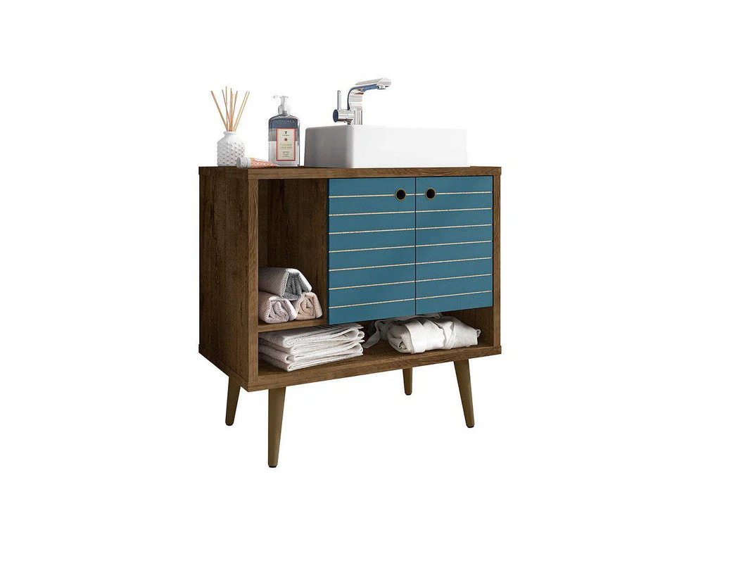 Lekedi 31.5" Bathroom Vanity Sink - Rustic Brown/Aqua Blue - Image 4