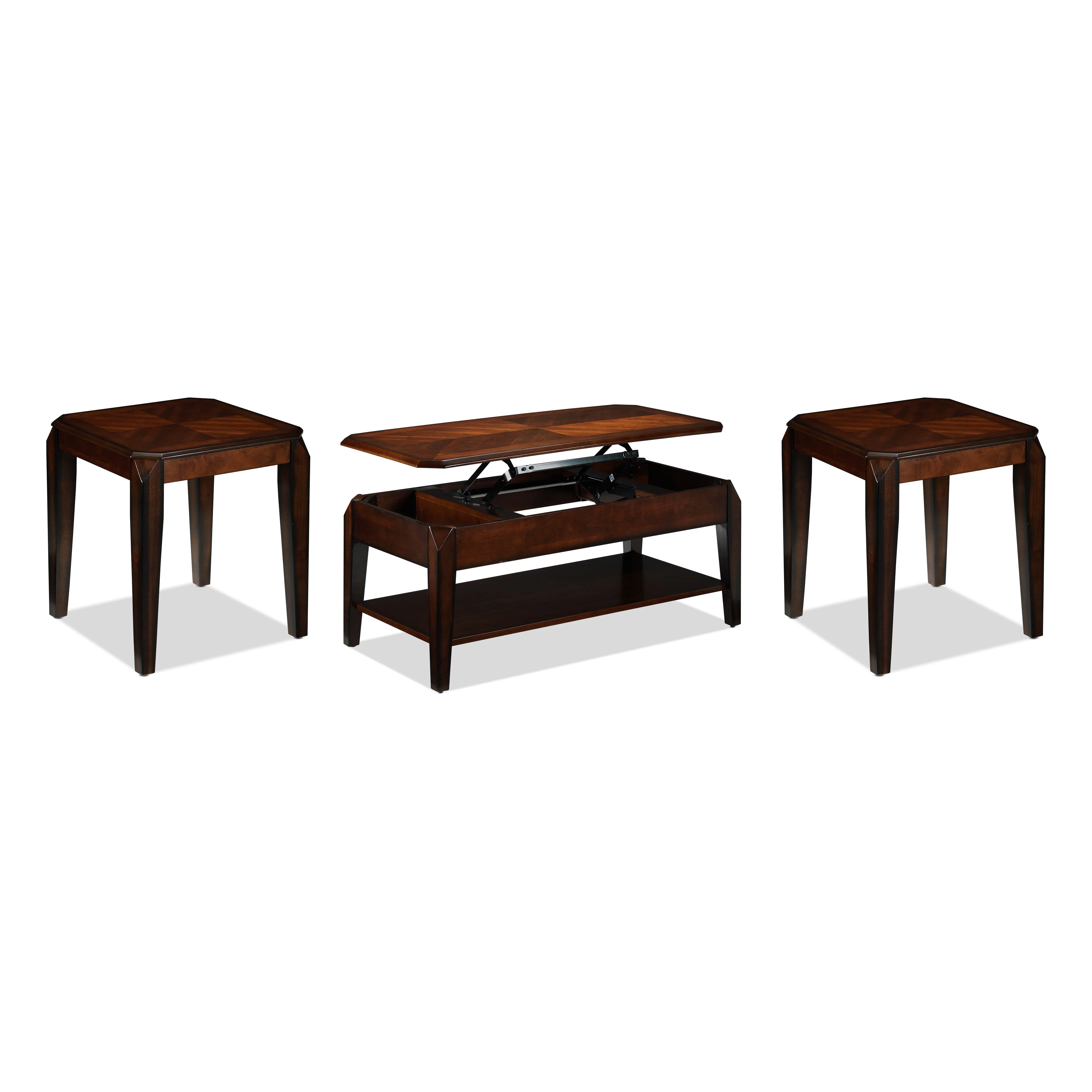 Lennox Lift-Top Coffee Table and Two End Table Set - Walnut