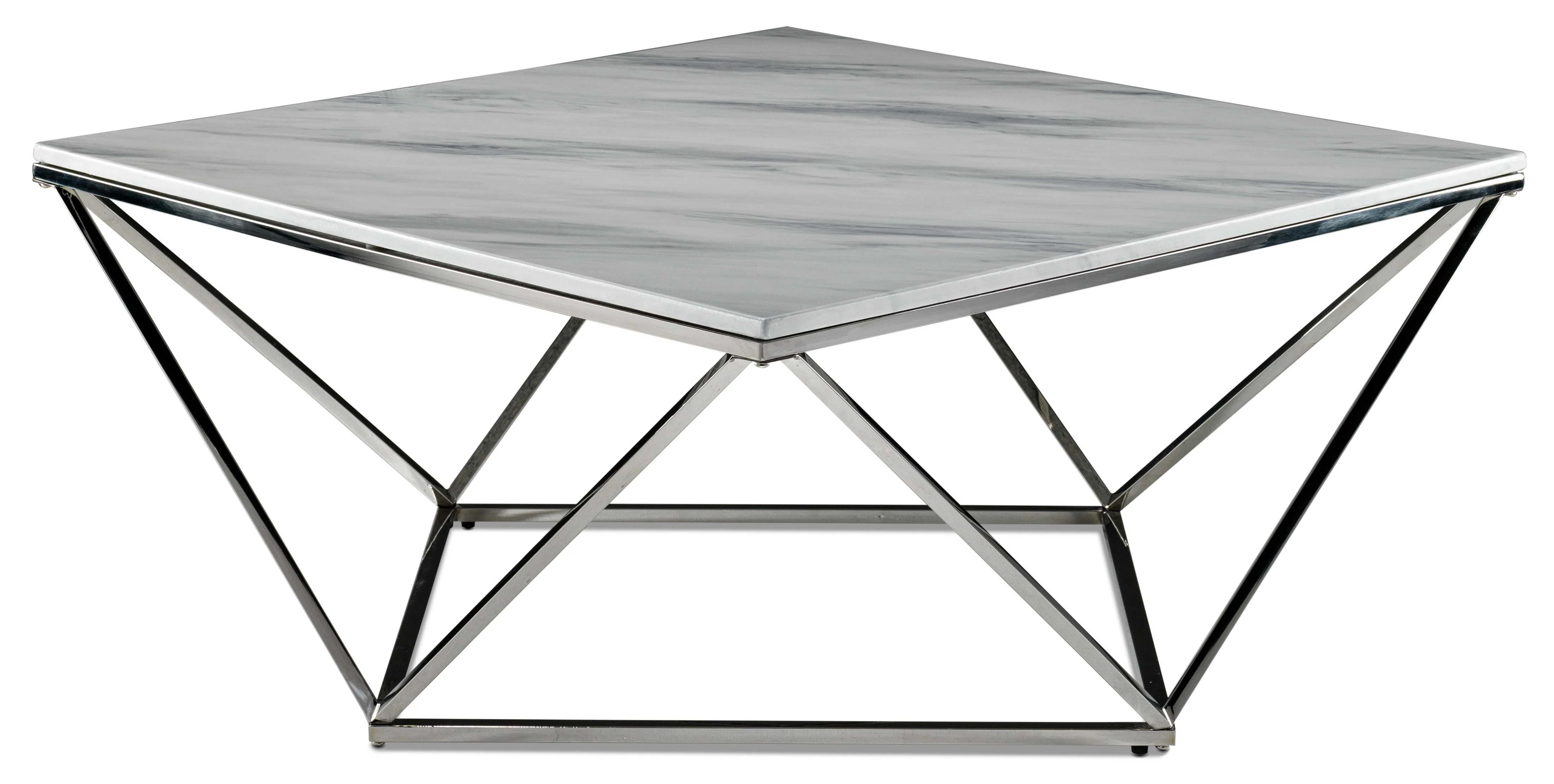 Lynn Coffee Table and Two End Tables - Marble and Stainless Steel - Image 2