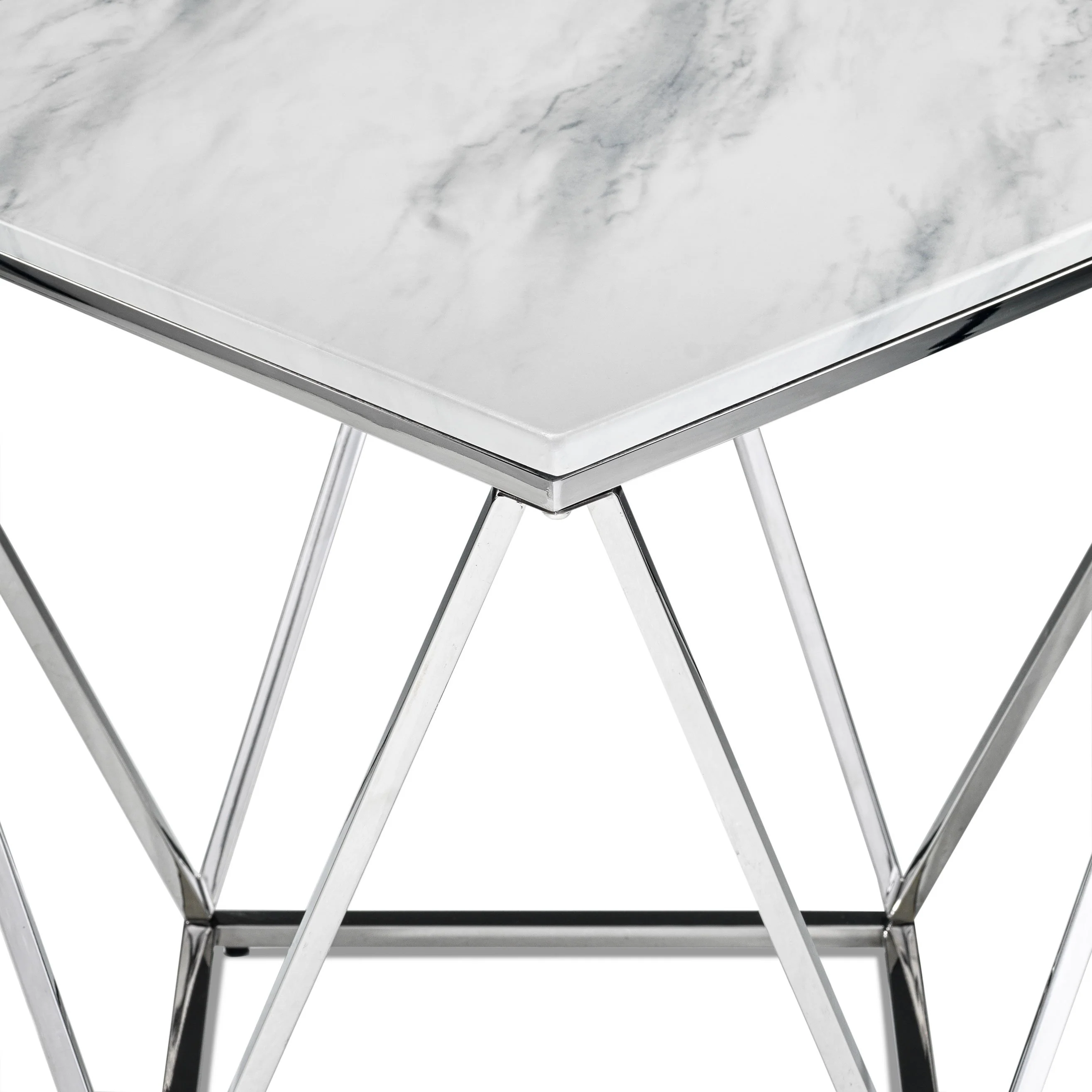 Lynn Coffee Table and Two End Tables - Marble and Stainless Steel - Image 4