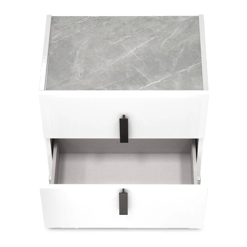 Mara Night Table - White Lacquer - Image 3