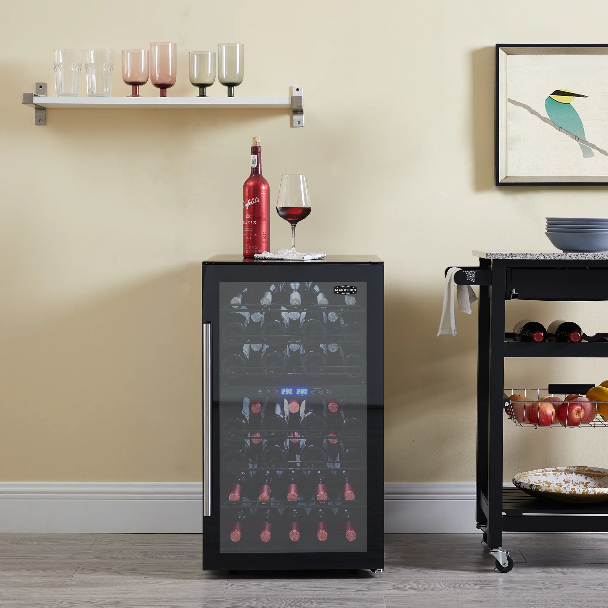 Marathon Black Freestanding Dual Zone Cooler 43 bottles (3.2 cu. ft.) - MWC145-DBL - Image 5