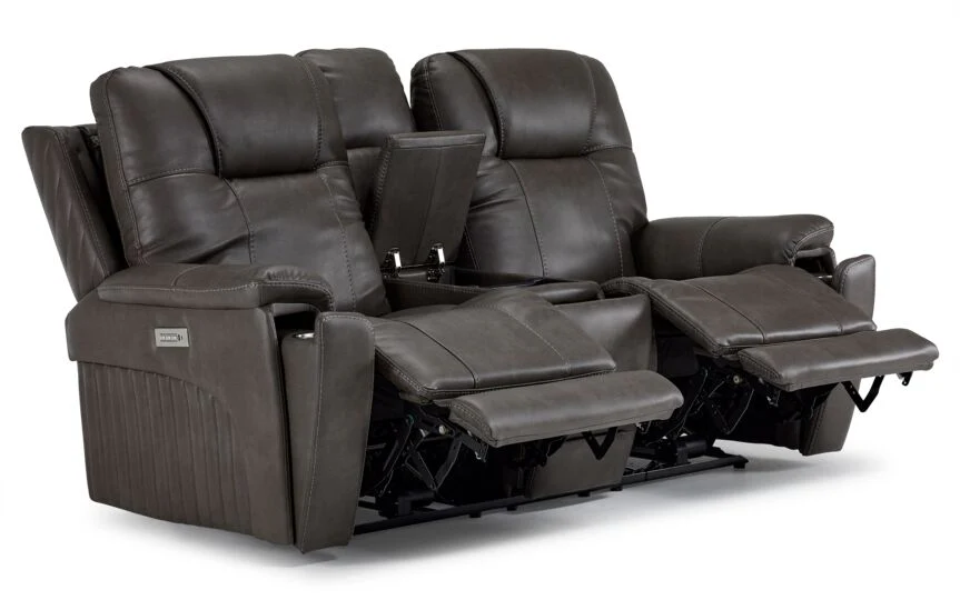 Matrix Triple Power Reclining Loveseat with Console - Smoke - Image 2