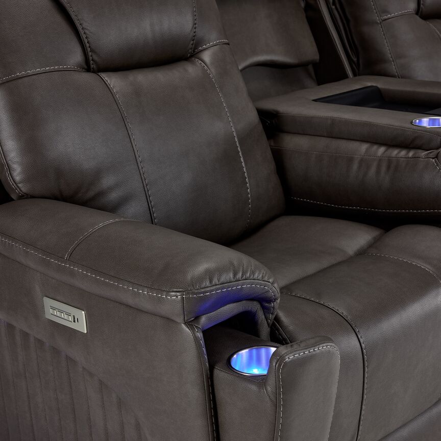 Matrix Triple Power Reclining Sofa and Loveseat Set - Smoke - Image 4