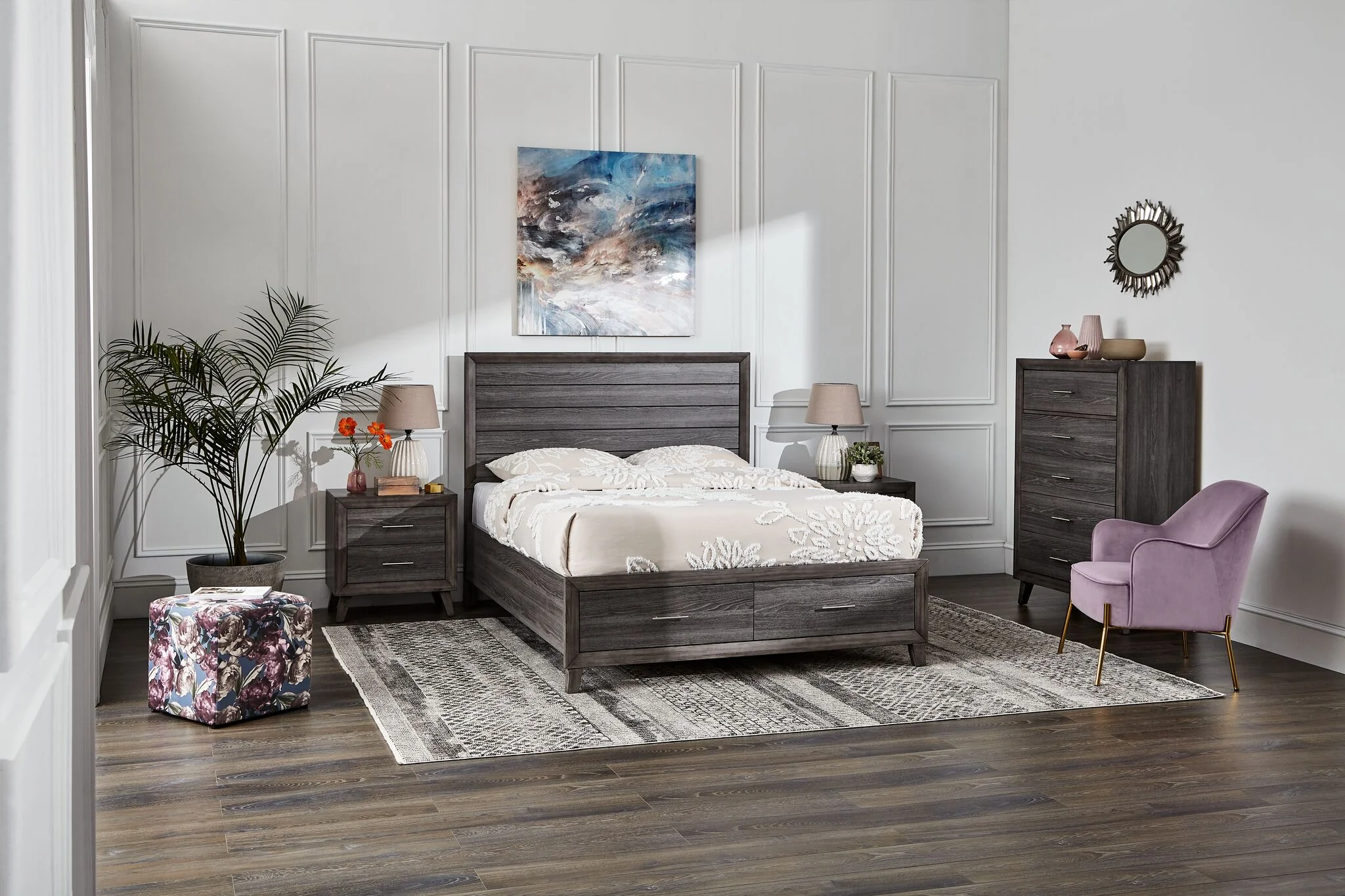 Miller 5-Piece King Storage Bedroom Package - Grey - Image 2
