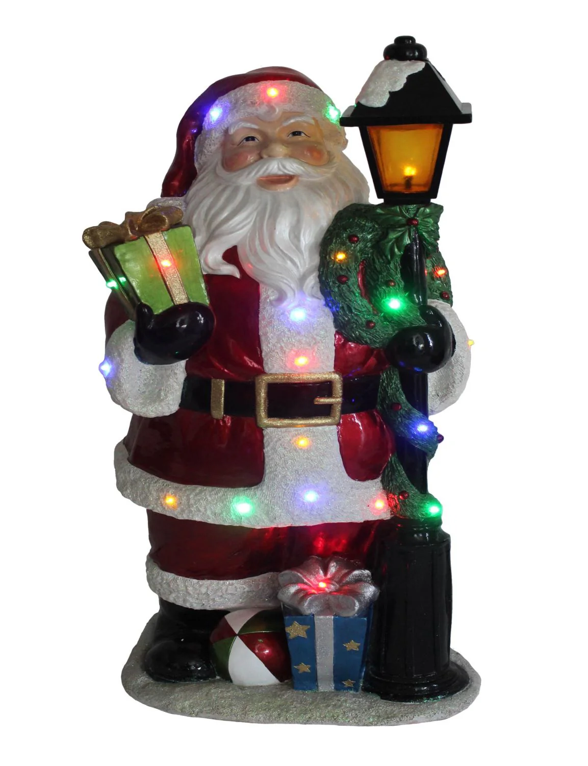 Nicholas Stacking Indoor/Outdoor Lamp Post Statue - Red/ White - Image 2