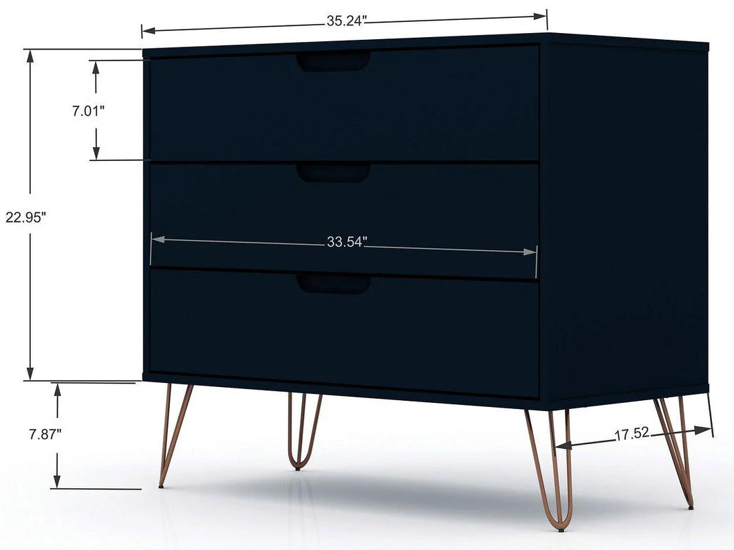 Nuuk 3-Drawer Dresser - Midnight Blue - Image 9
