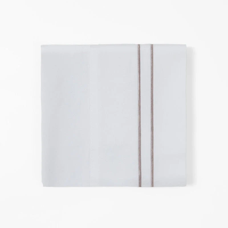 Orono 4 Pc. King Embroidered Sheet Set - White / Taupe - Image 2