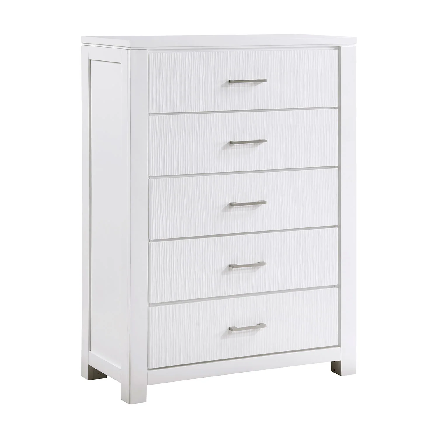 Paris 5-Piece Queen Storage Bedroom Package - White, Silver - Image 4