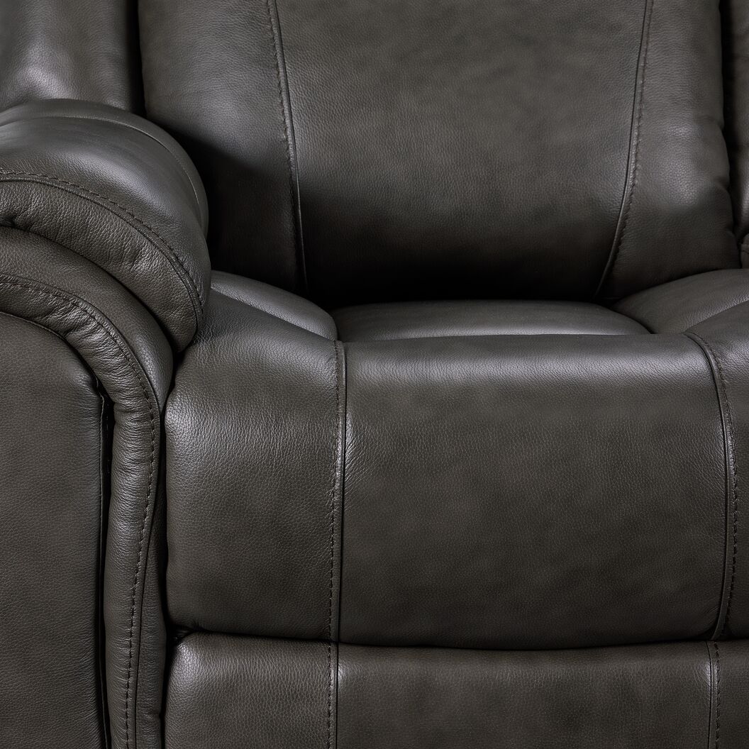 Plaza Leather Reclining Loveseat with Console - Grey - Image 4