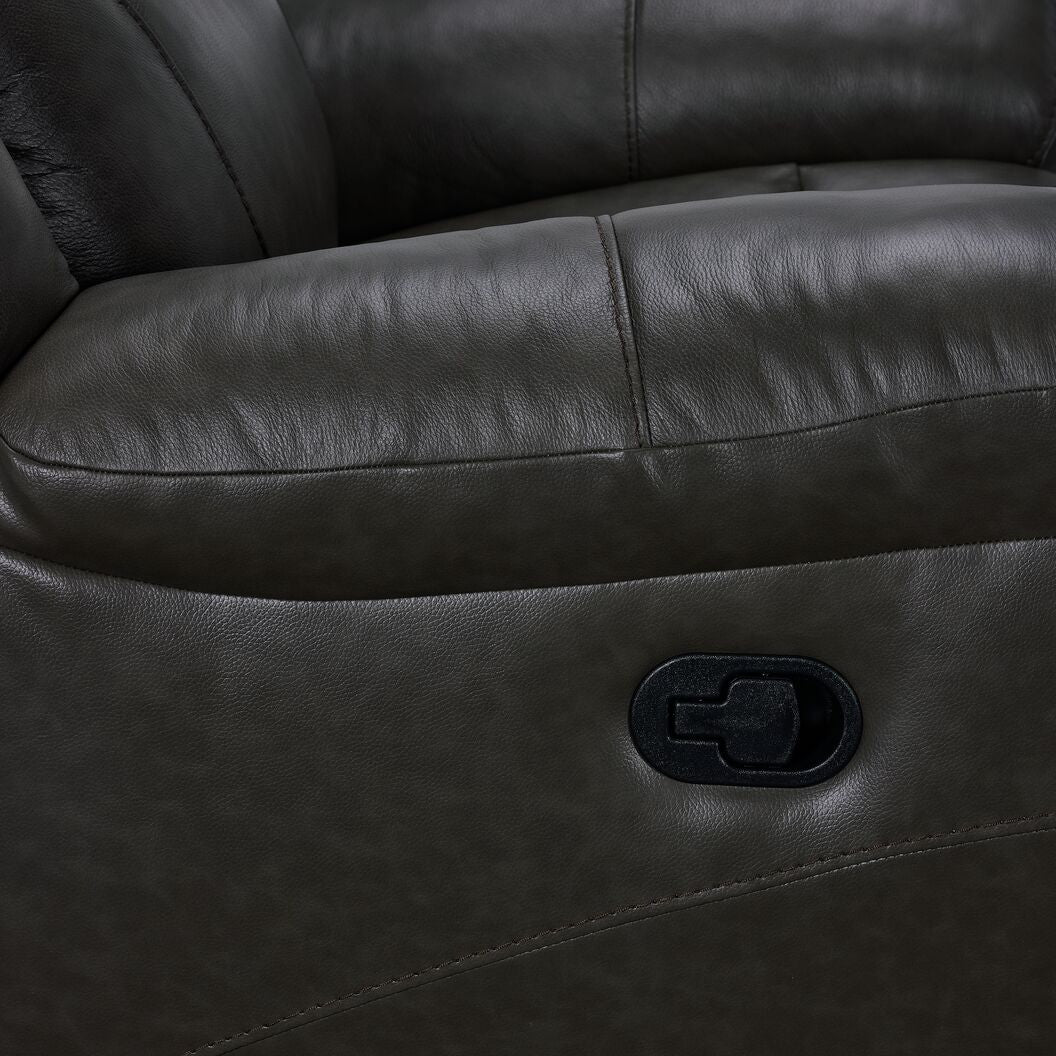 Plaza Leather Reclining Loveseat with Console - Grey - Image 6